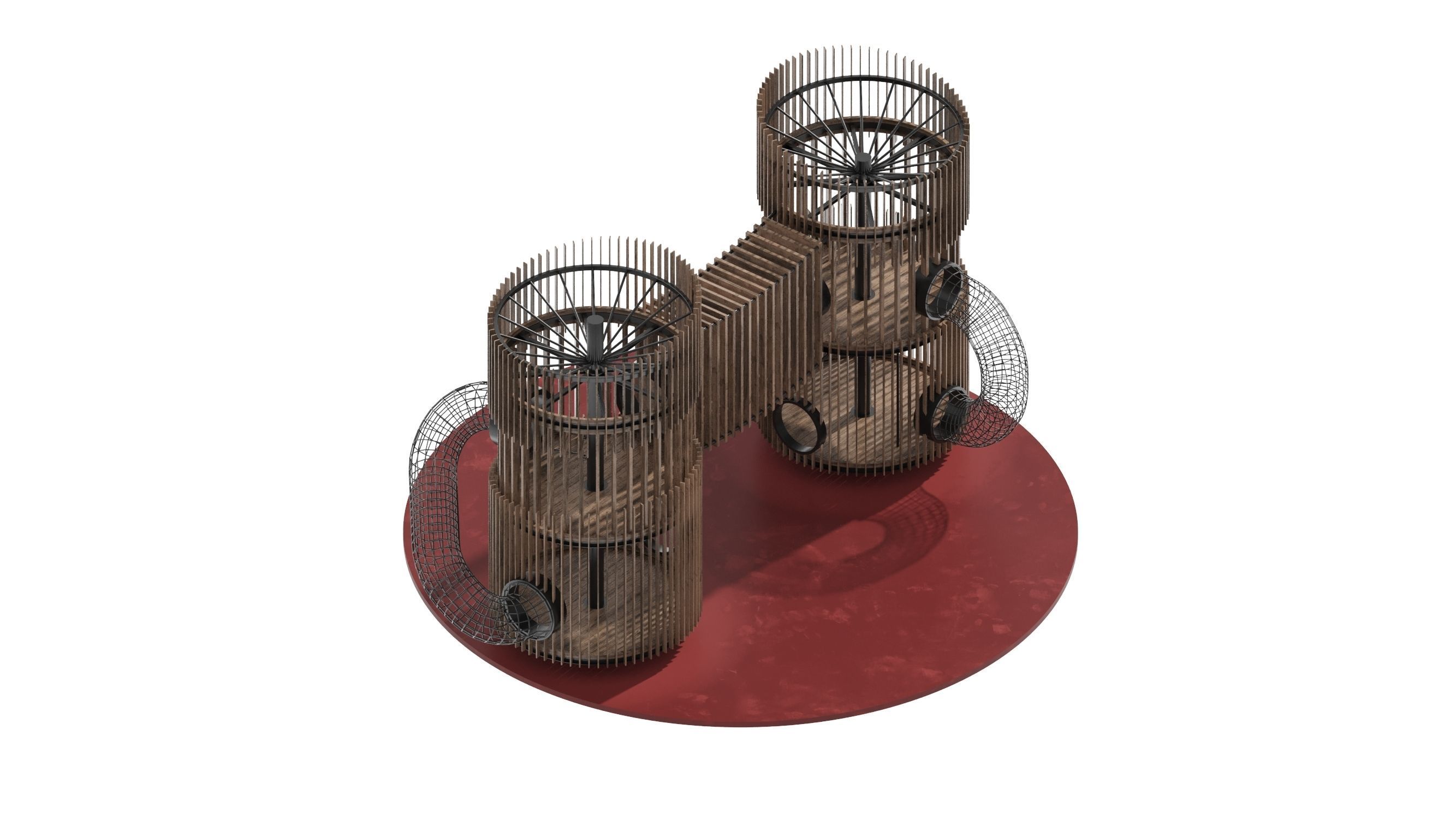 Playground 8 two wooden towers 3D model_2