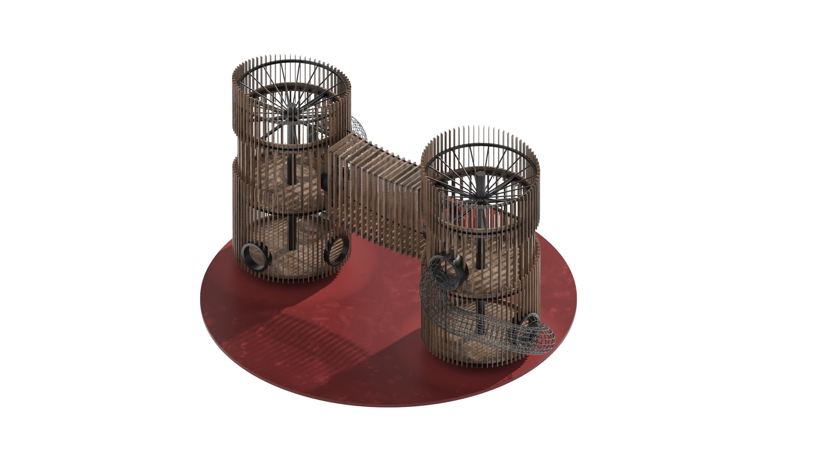 Playground 8 two wooden towers 3D model_8