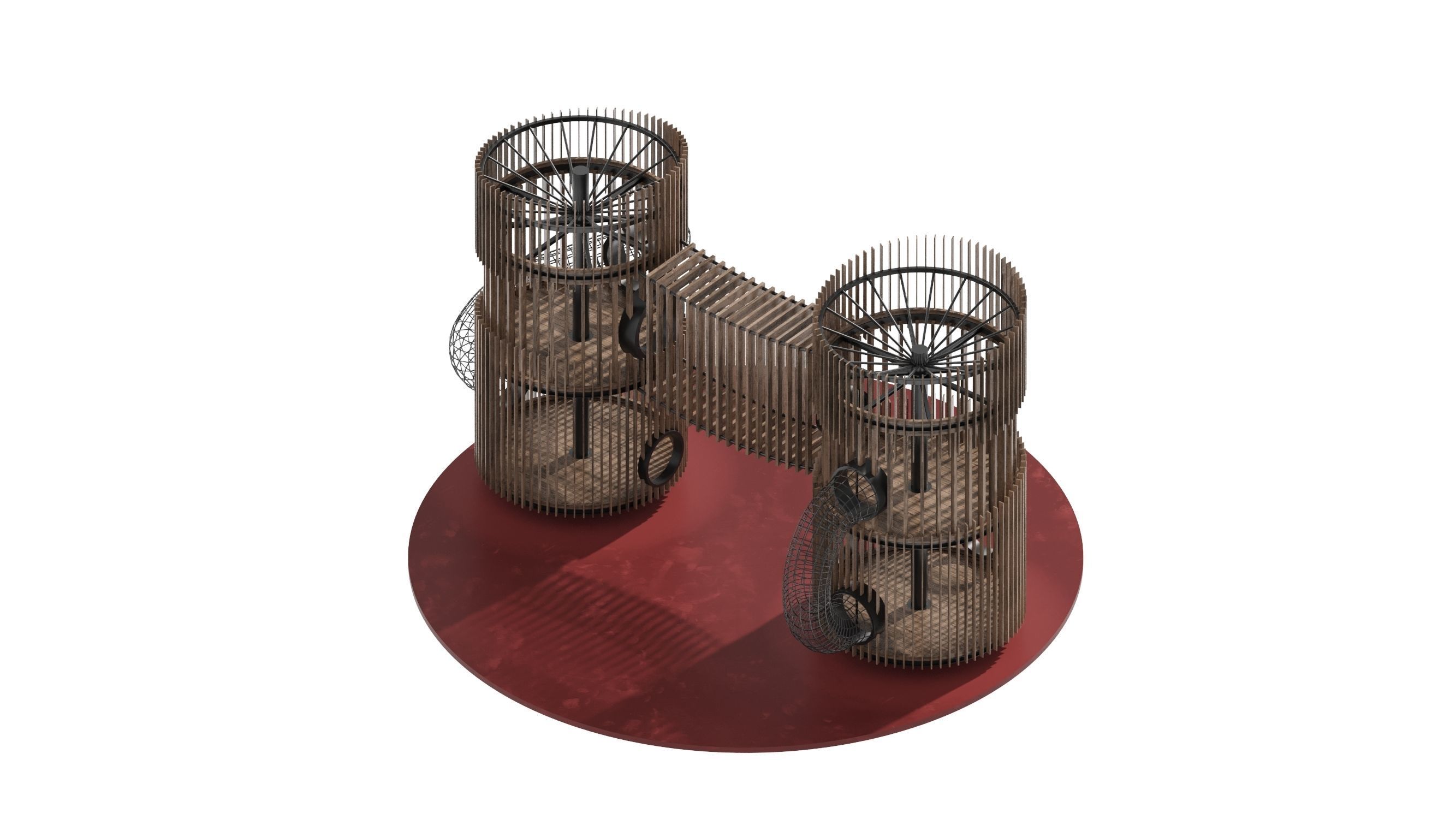 Playground 8 two wooden towers 3D model_20