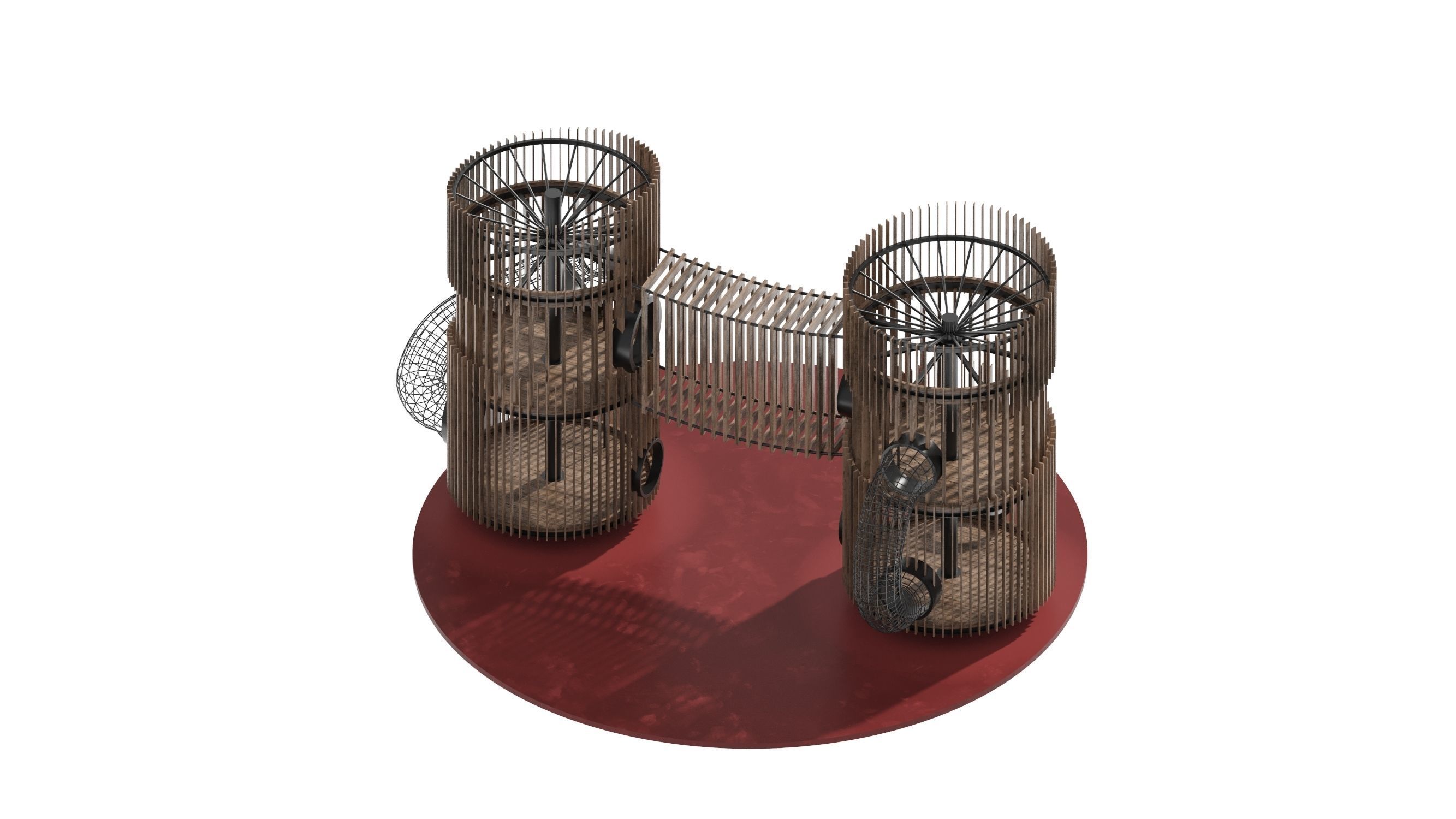 Playground 8 two wooden towers 3D model_21