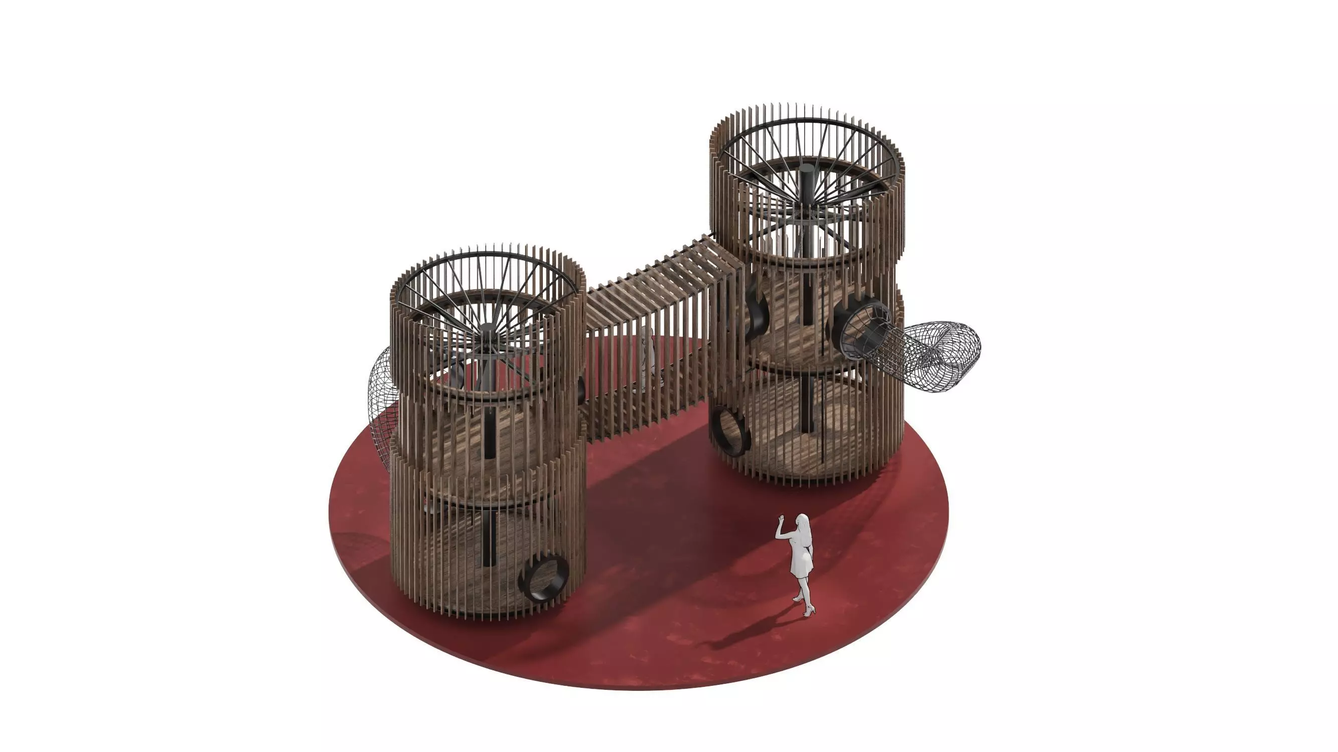 Playground 8 two wooden towers 3D model_0