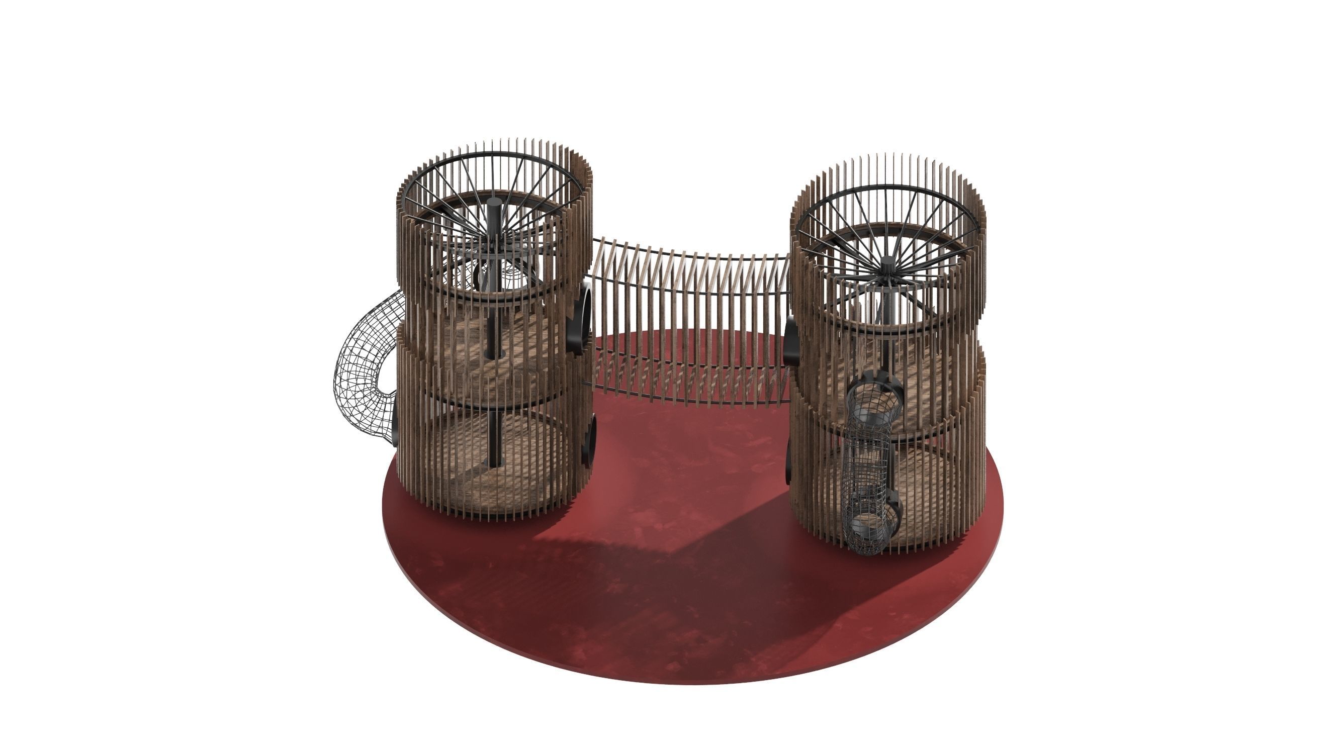 Playground 8 two wooden towers 3D model_22