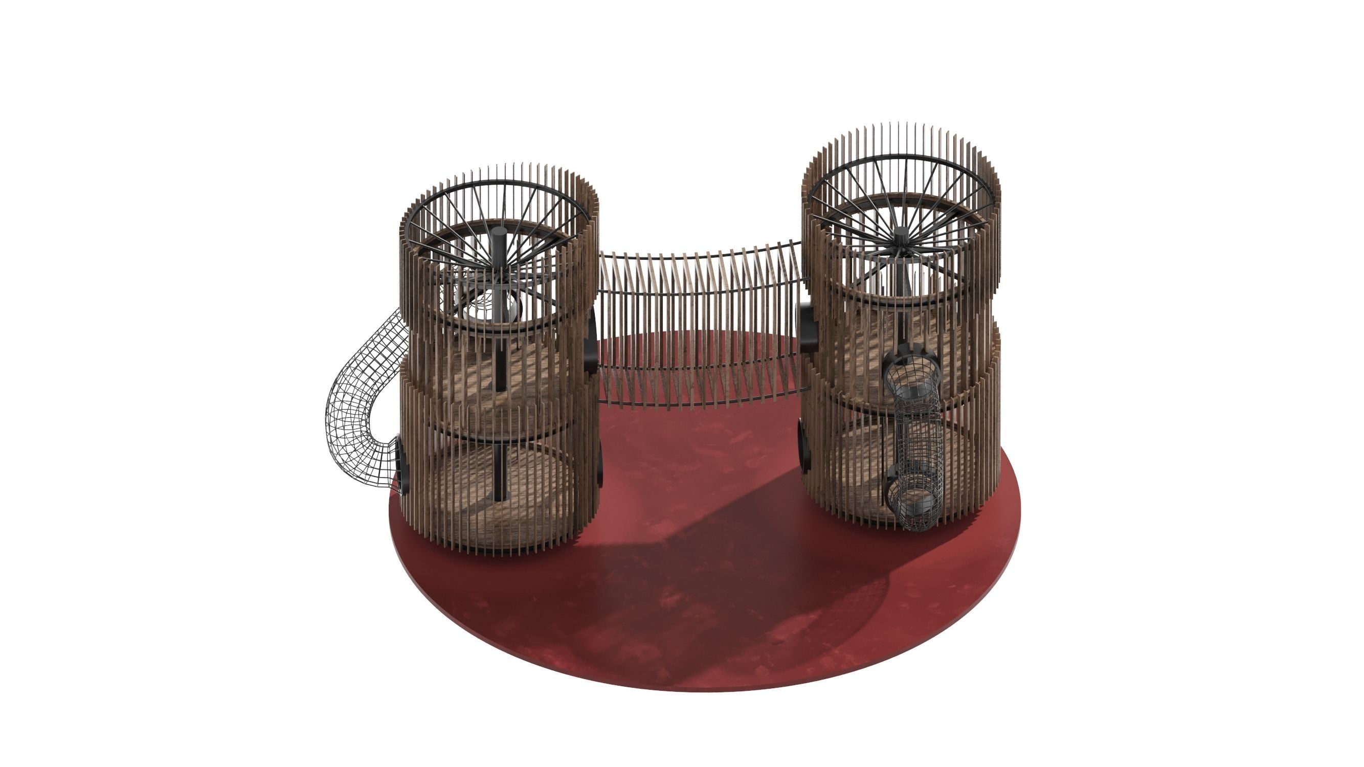 Playground 8 two wooden towers 3D model_23