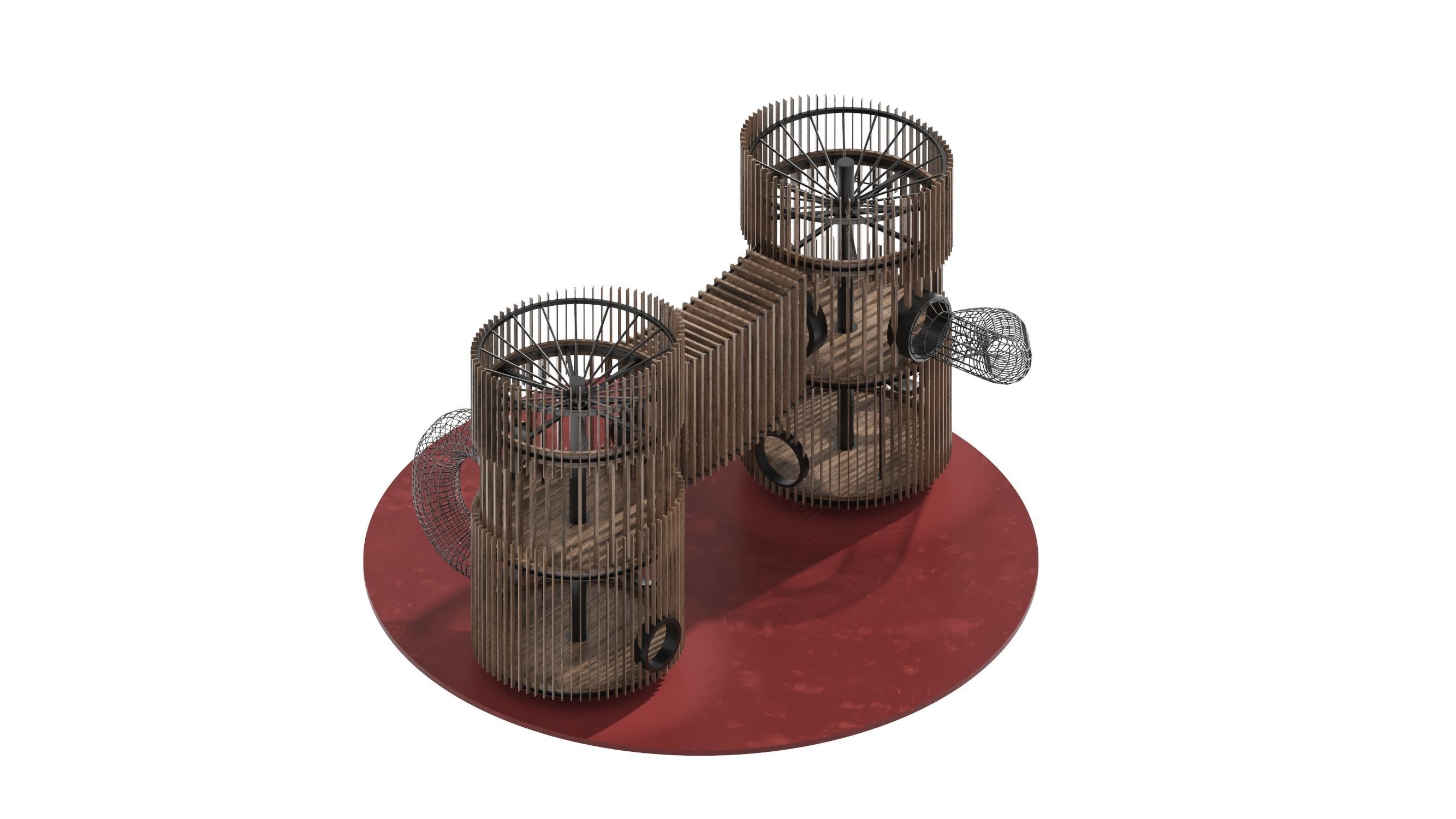 Playground 8 two wooden towers 3D model_14