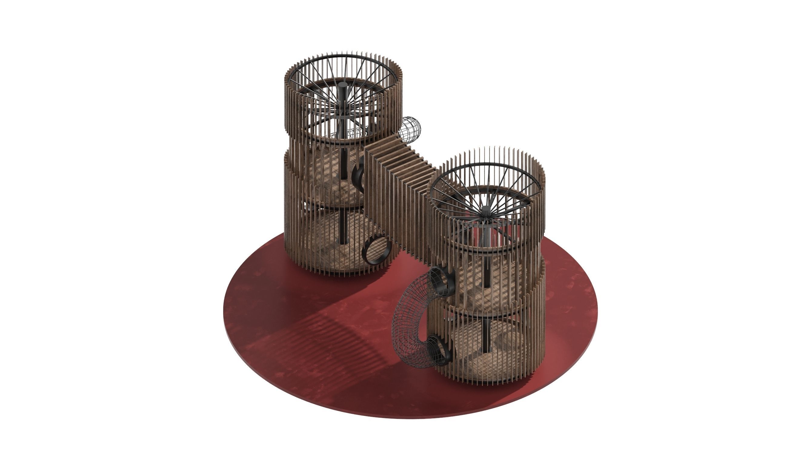 Playground 8 two wooden towers 3D model_19