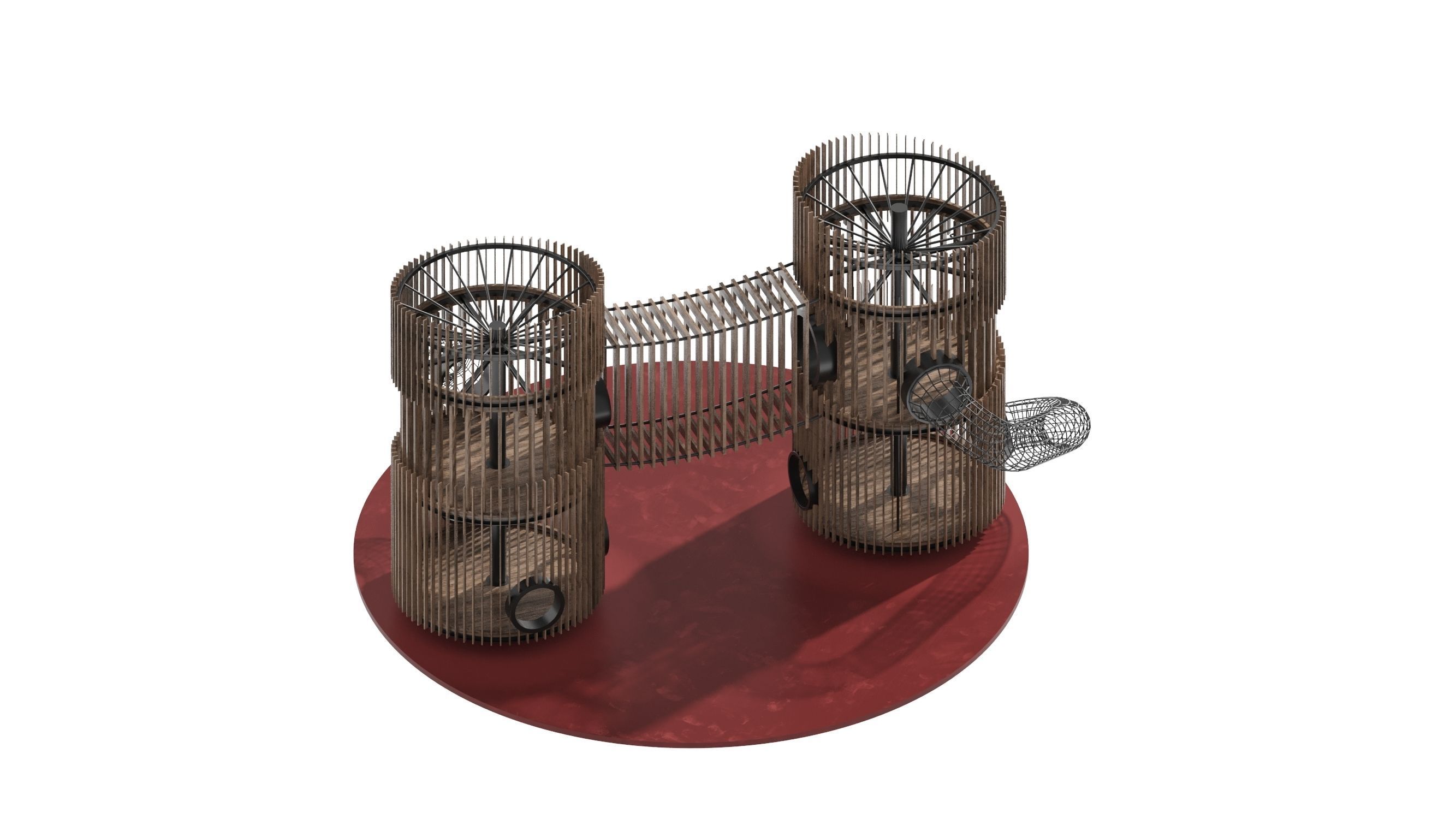 Playground 8 two wooden towers 3D model_12