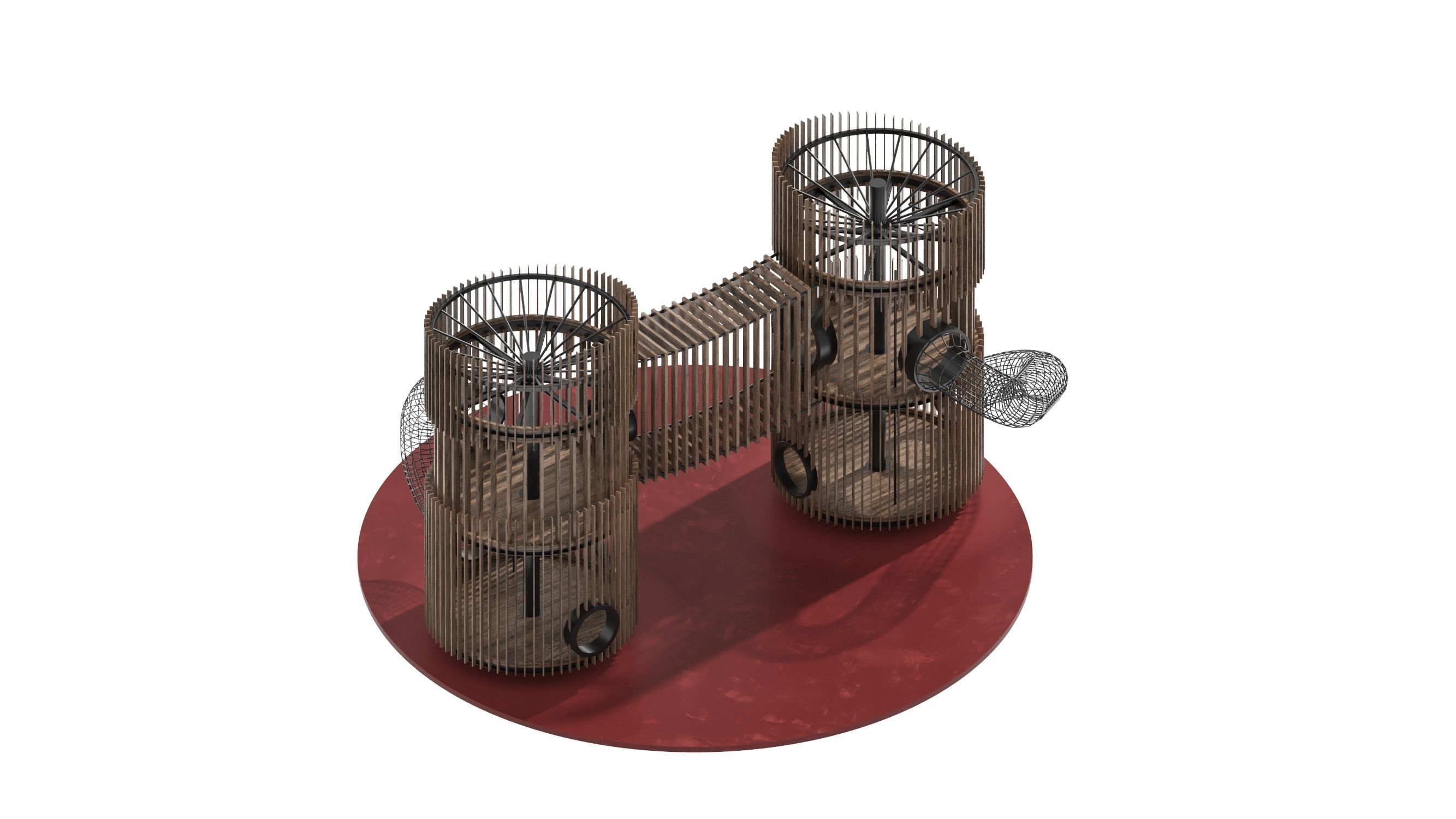 Playground 8 two wooden towers 3D model_13