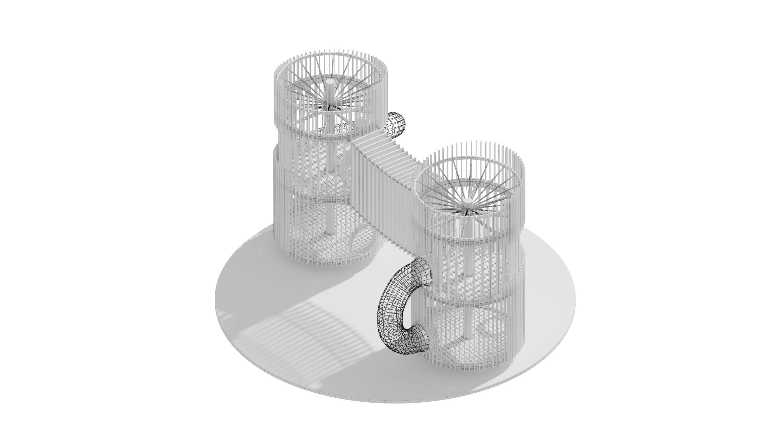 Playground 8 two wooden towers 3D model_26