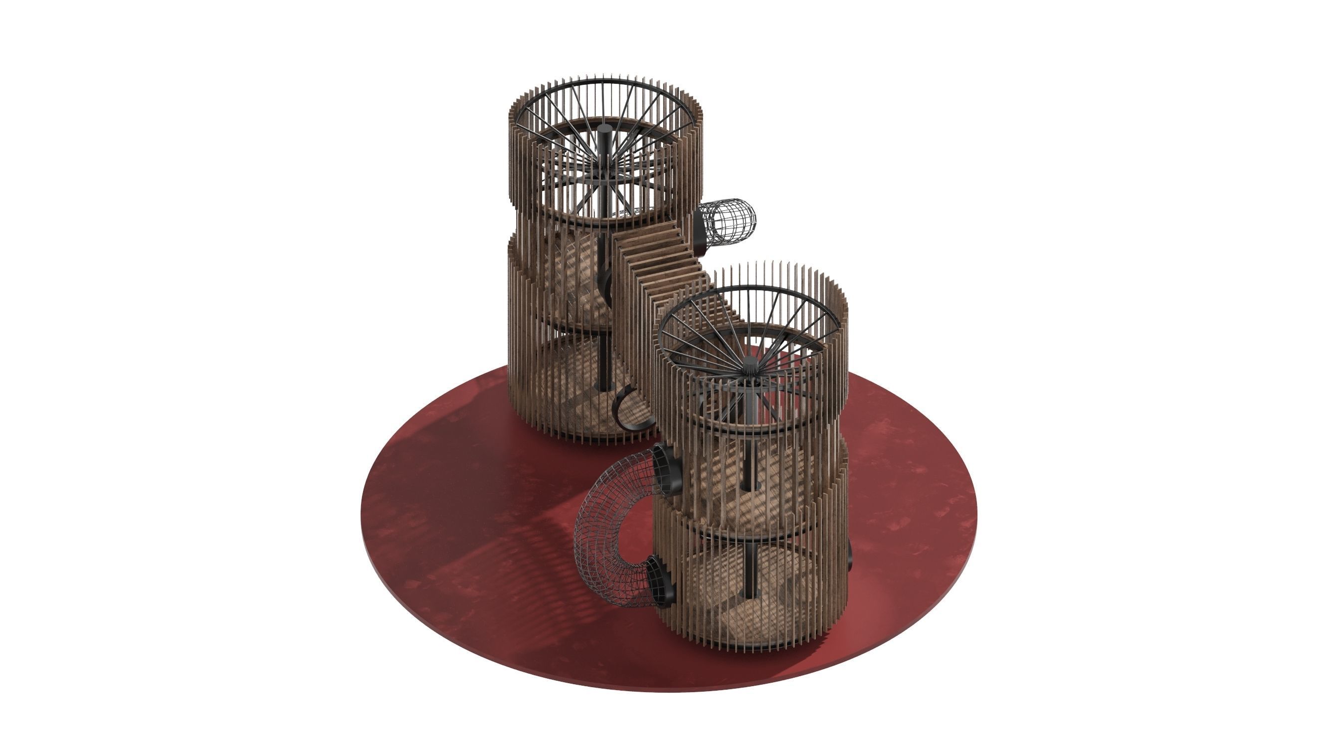 Playground 8 two wooden towers 3D model_18