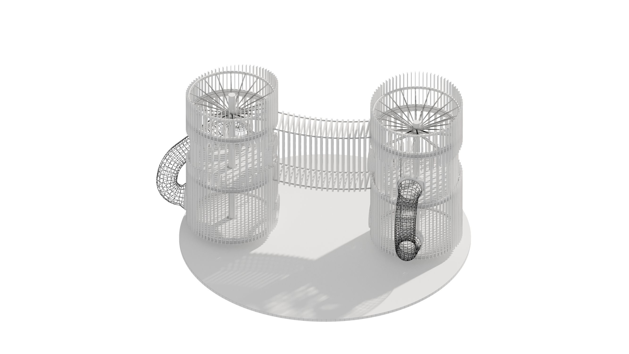 Playground 8 two wooden towers 3D model_25