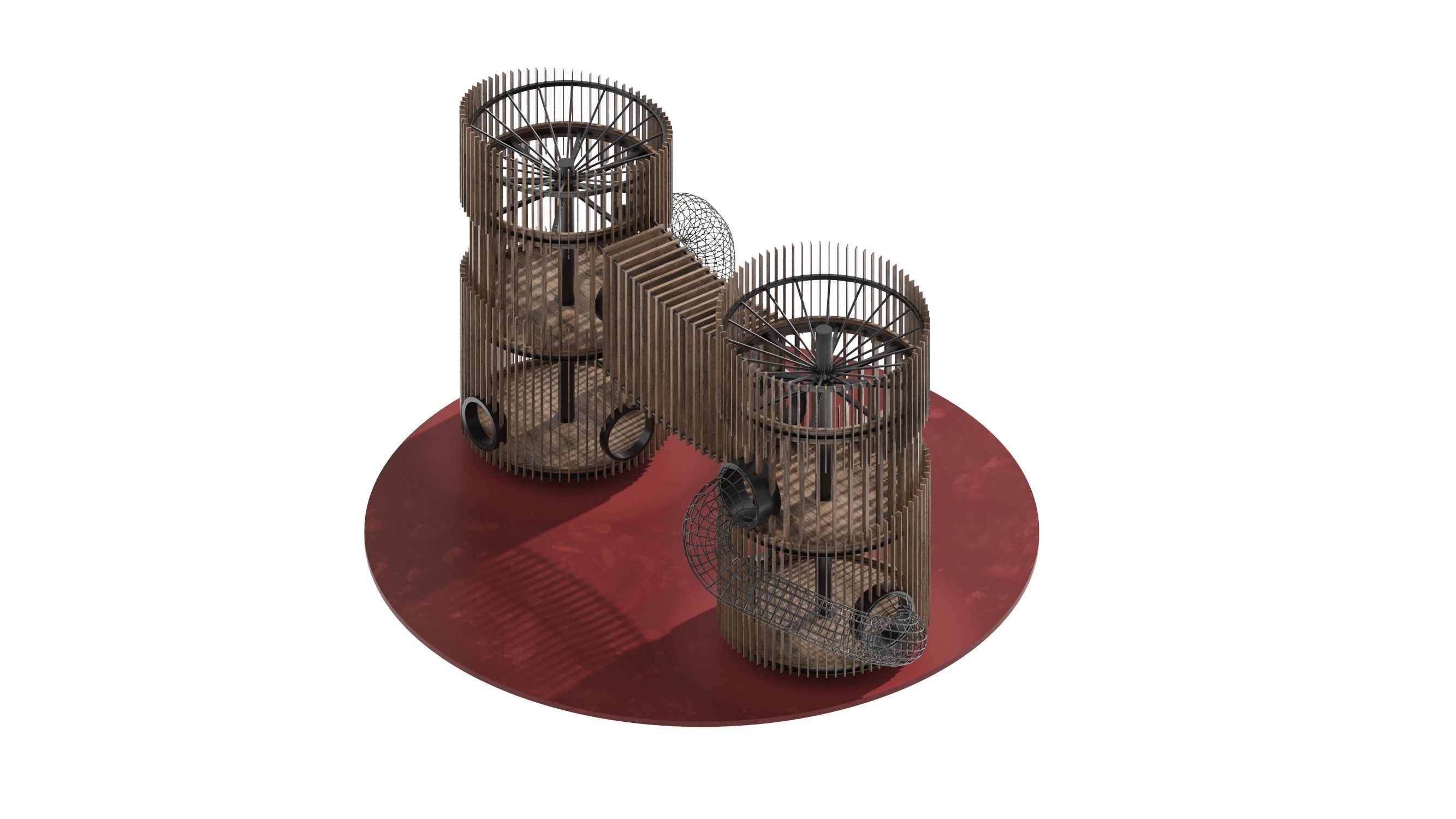 Playground 8 two wooden towers 3D model_7