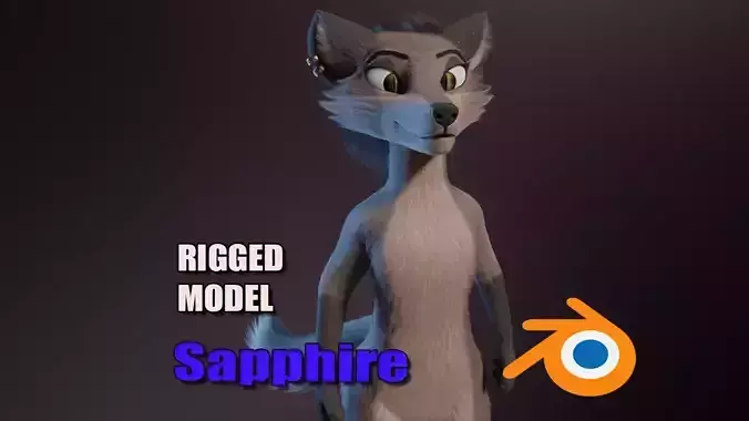 Sapphire Anthro Fox 3D model