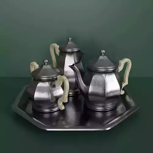 Antique silver tea set 3D model
