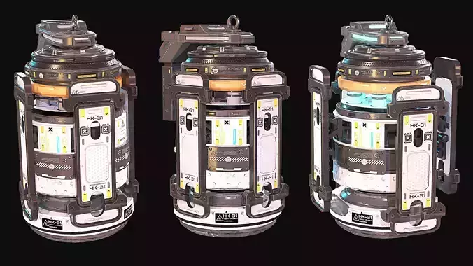 PBR Game Ready Futuristic Grenade 3D Asset