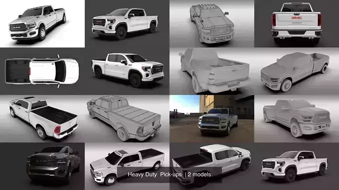 Heavy Duty  Pick-ups  3D Model Collection