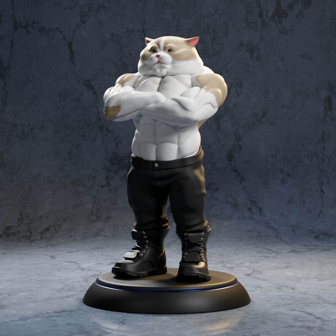 Strong Cat 3D print model_7