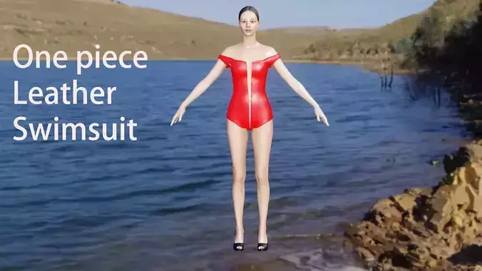 Beautiful and cool One piece red leather swimsuit