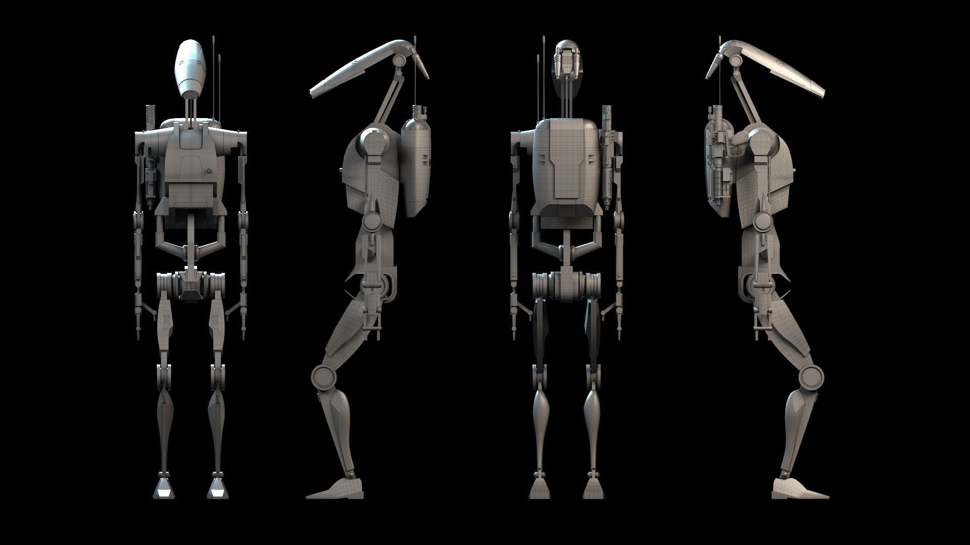 B1 Battle Droid 3D model_10