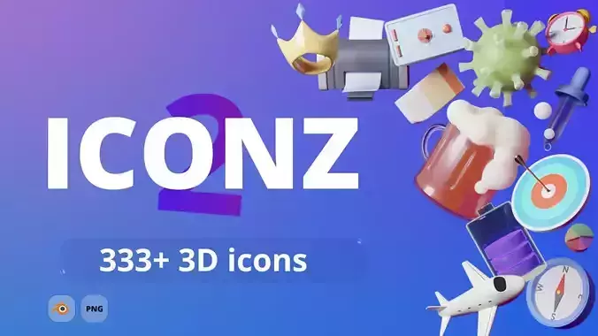 333 cartoon lowpoly 3D  icons  Low-poly 3D model