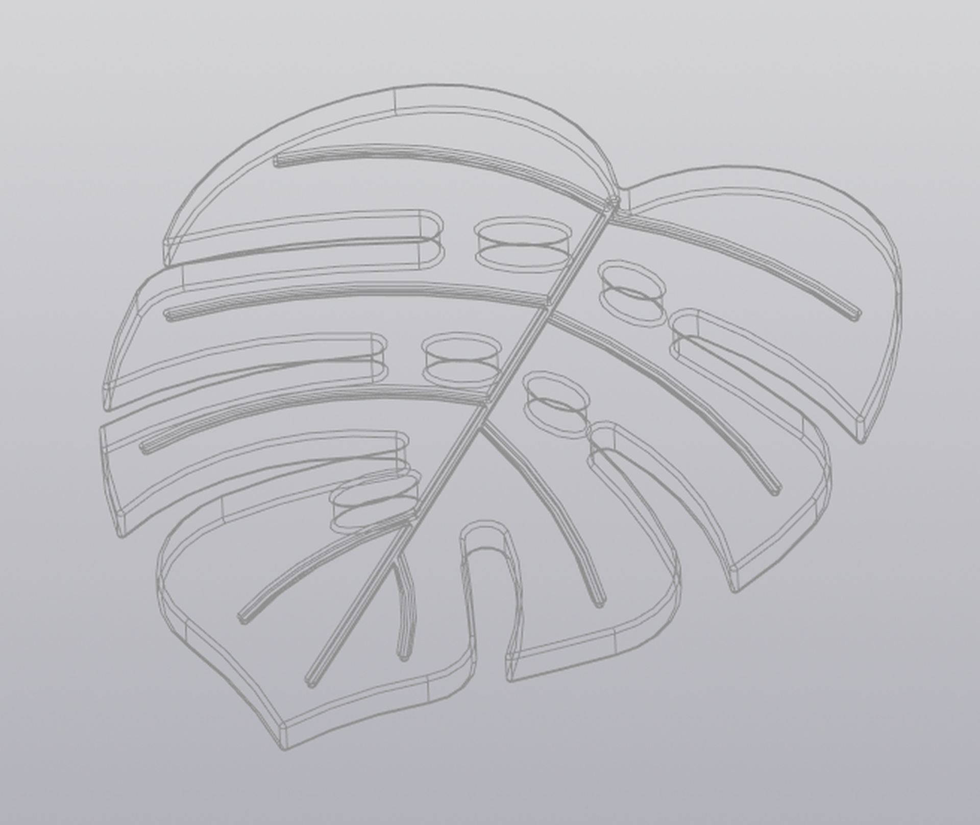 Cup coaster Monstera Leaf 3D print model_7