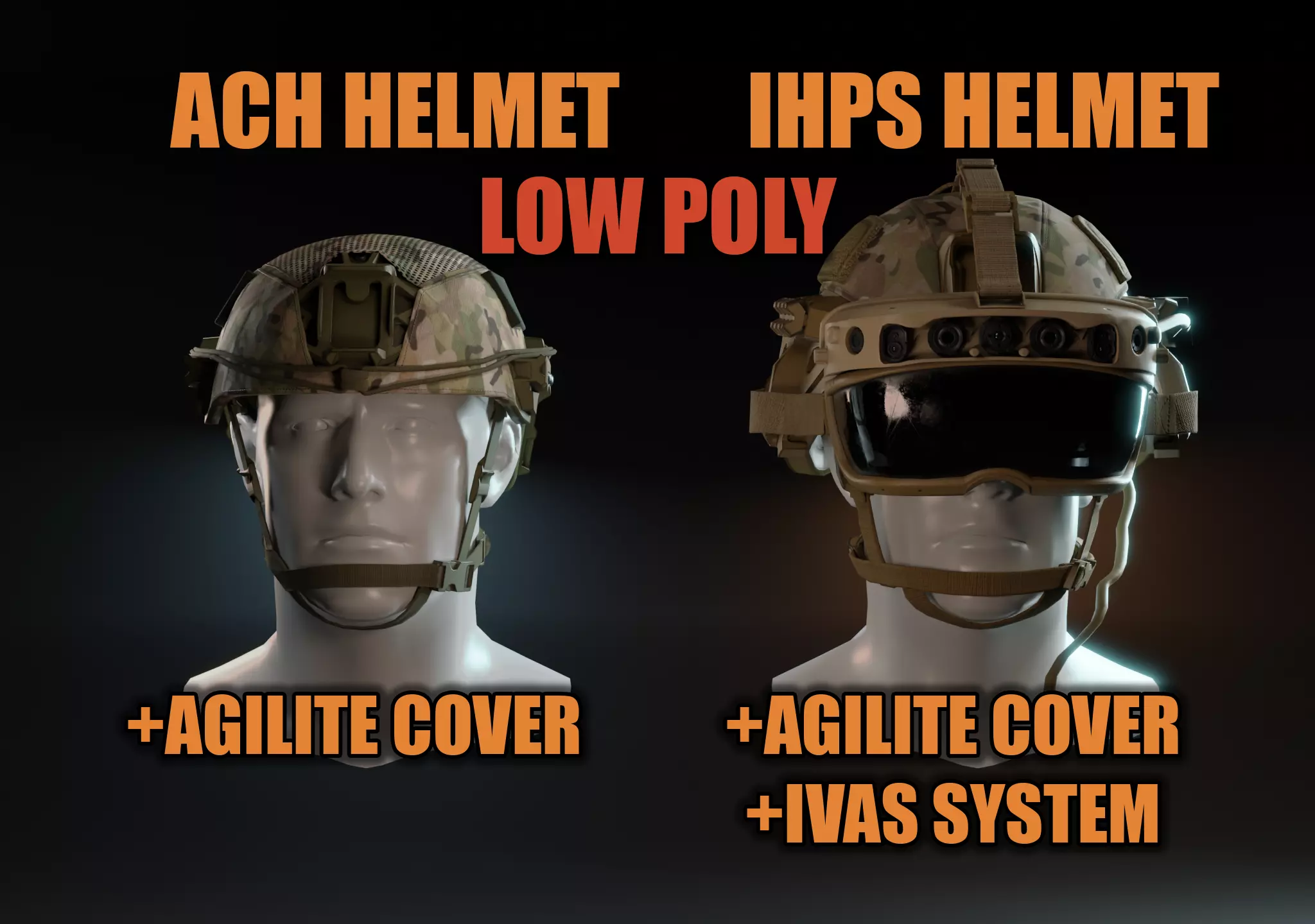 US COMBAT HELMETS ACH-IHPS Low-poly 3D model_0