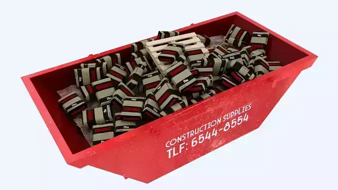 Industrial Container with concrete sacks