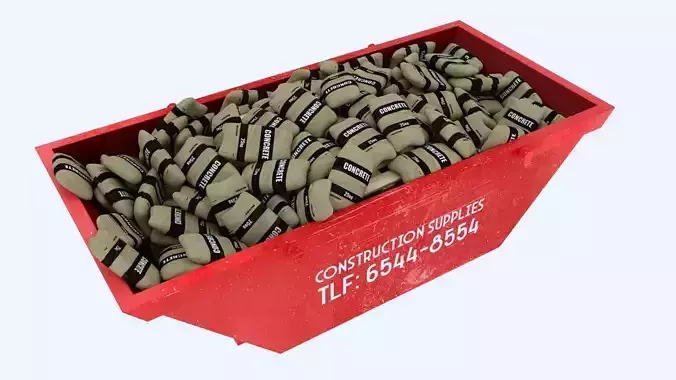 Industrial Container with concrete sacks 2