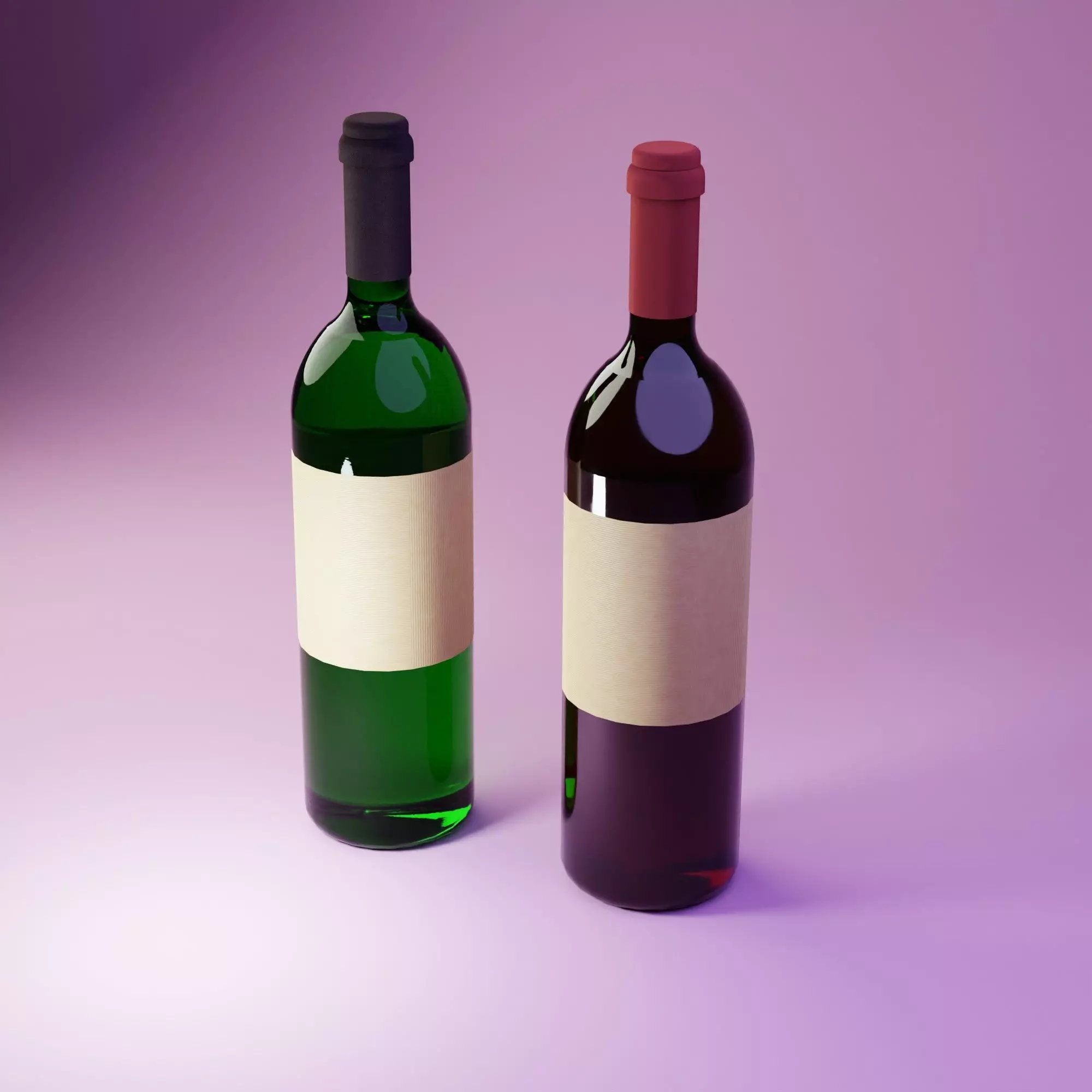 3d model of two bottles of wine placing in stage Free 3D model