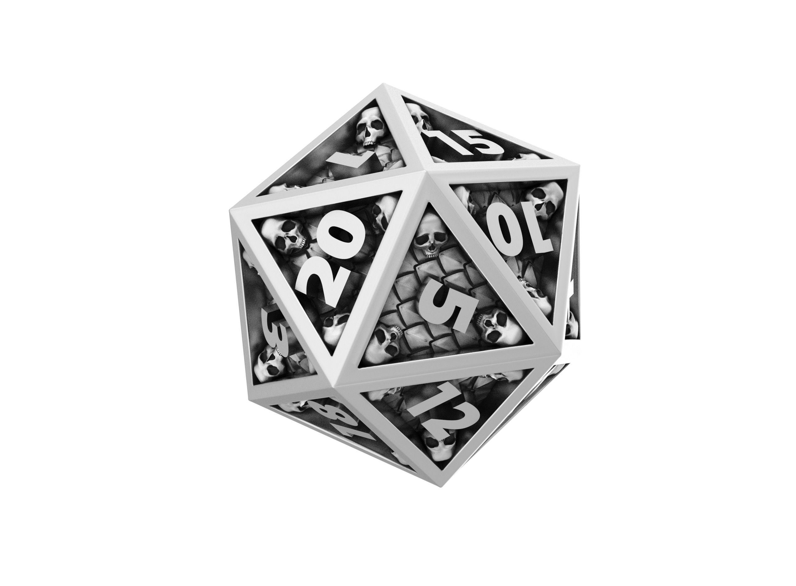 Skull Dice Set for Dungeons and Dragons game 3D print model_10