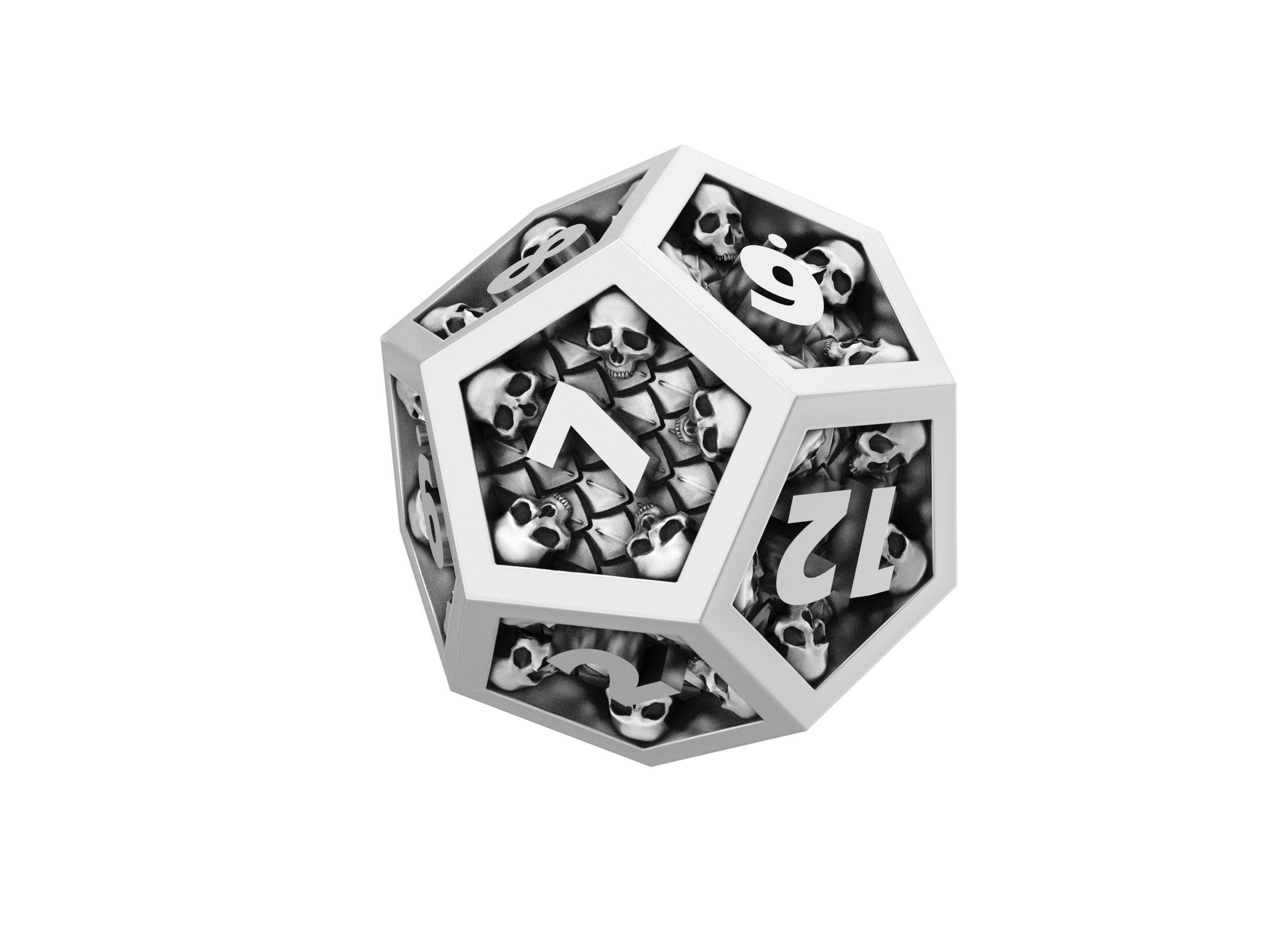 Skull Dice Set for Dungeons and Dragons game 3D print model_8