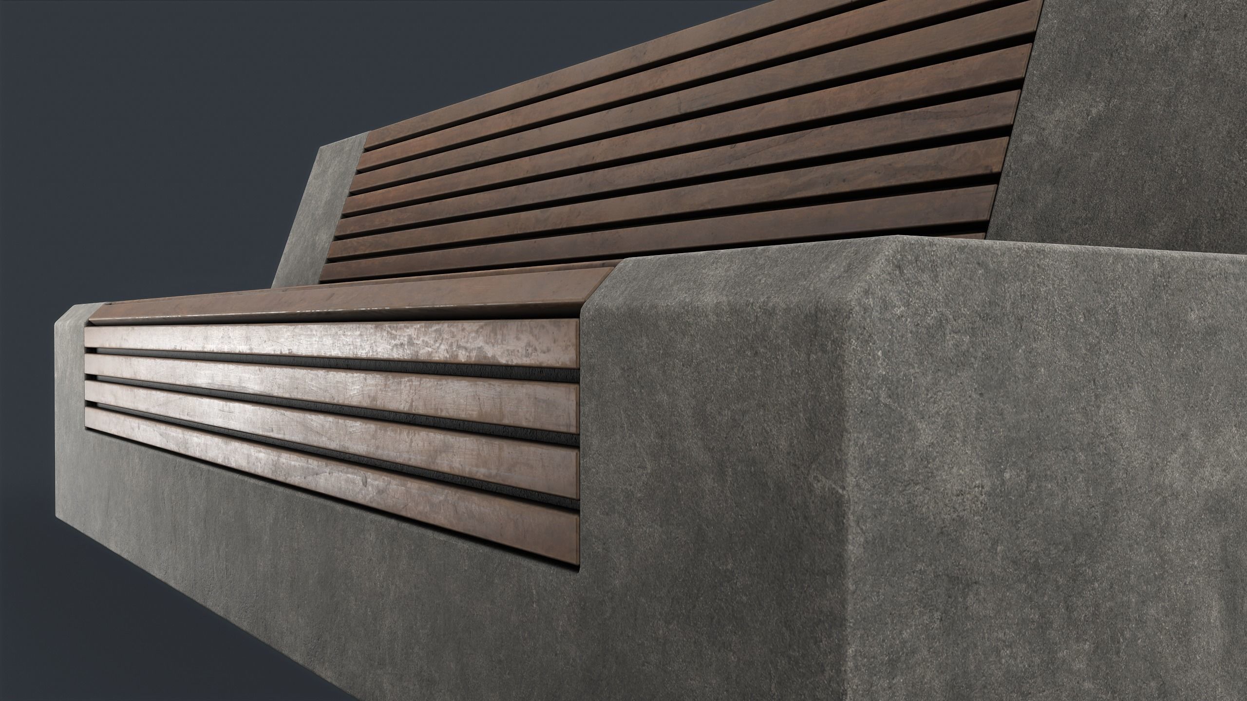 Modern Outdoor Bench 32 PBR Game Ready Low-poly 3D model_11