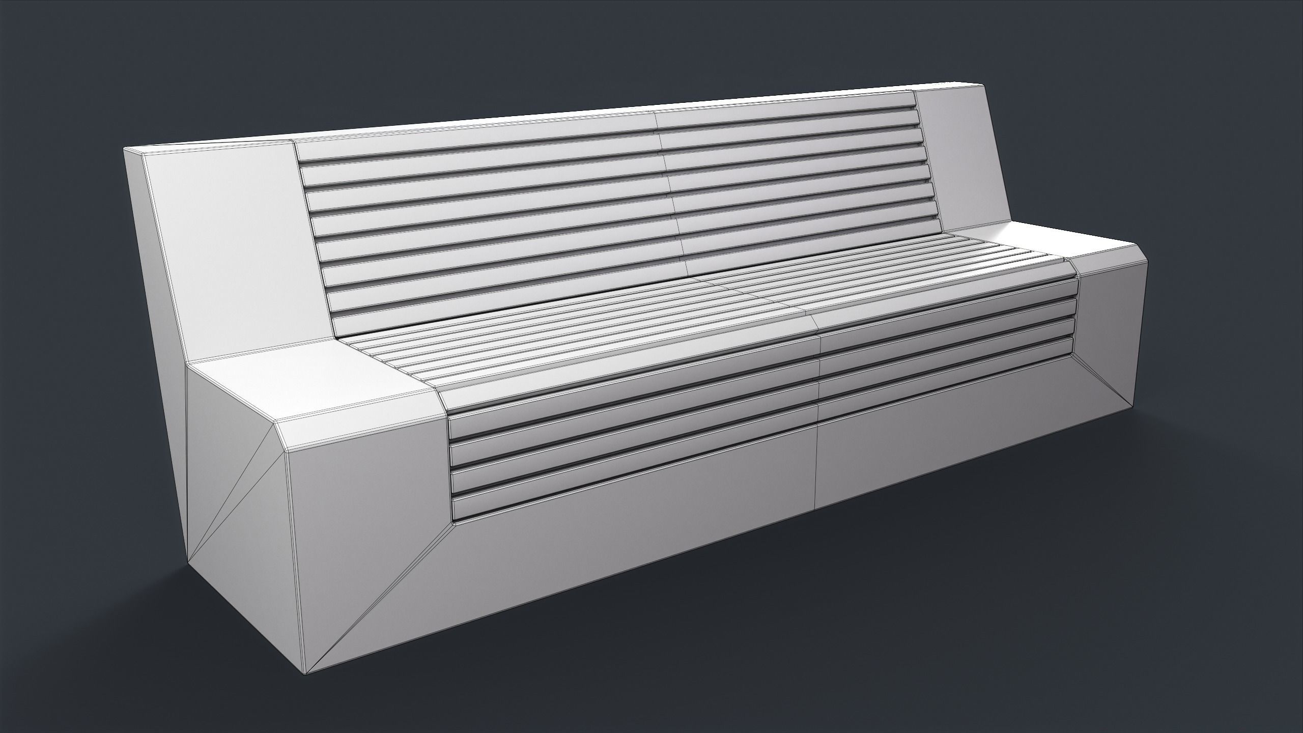 Modern Outdoor Bench 32 PBR Game Ready Low-poly 3D model_15