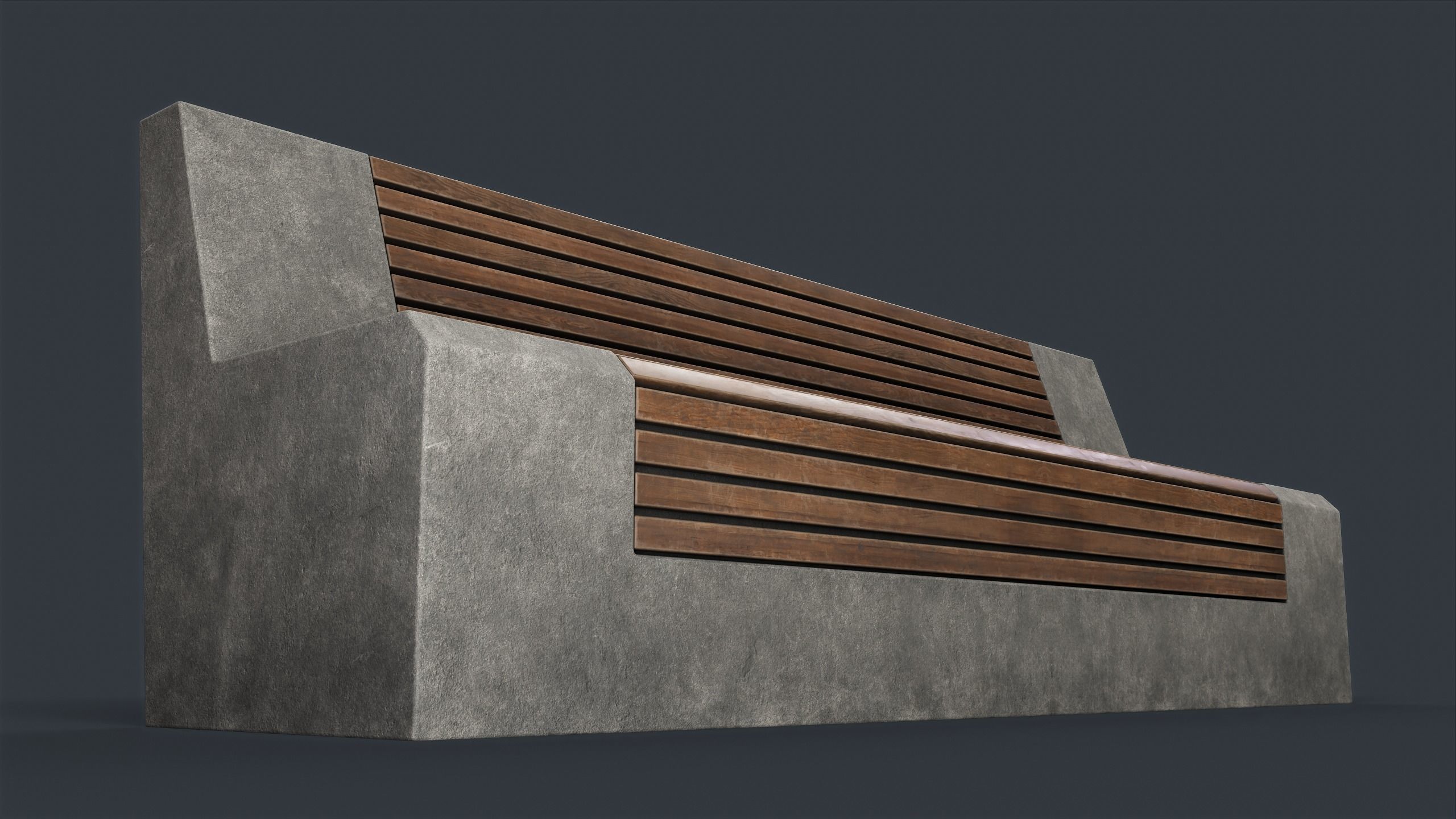 Modern Outdoor Bench 32 PBR Game Ready Low-poly 3D model_10