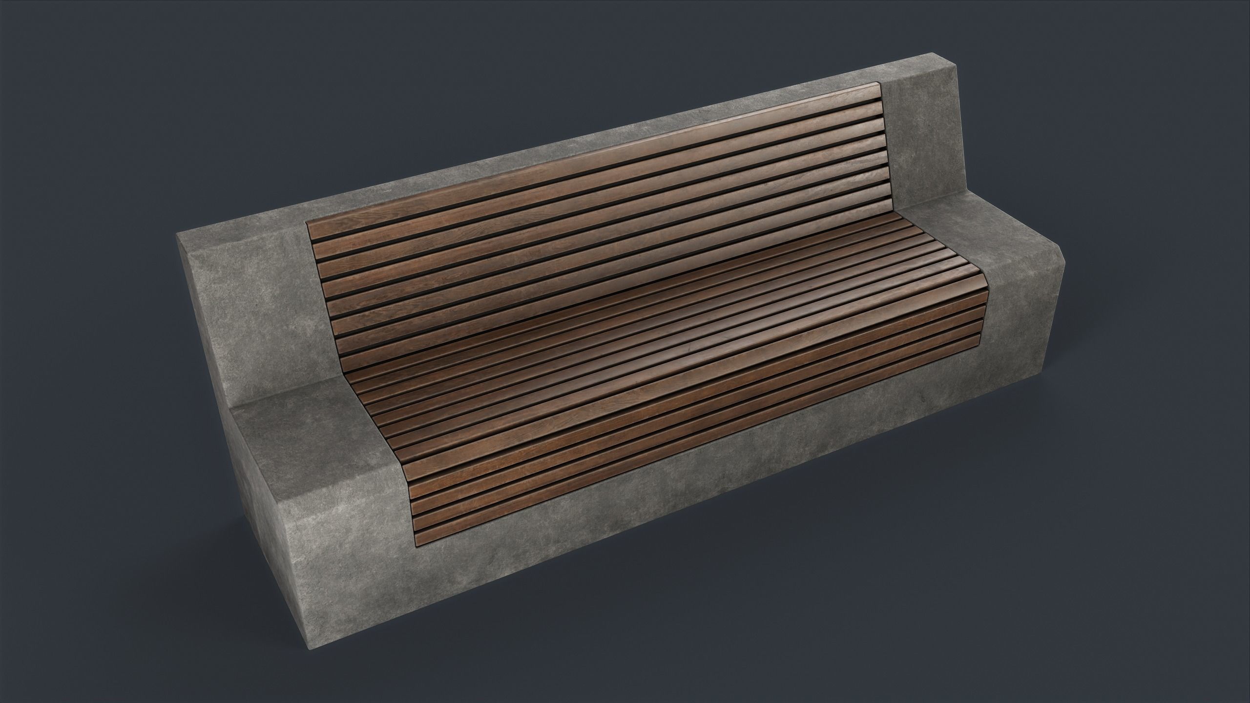Modern Outdoor Bench 32 PBR Game Ready Low-poly 3D model_1