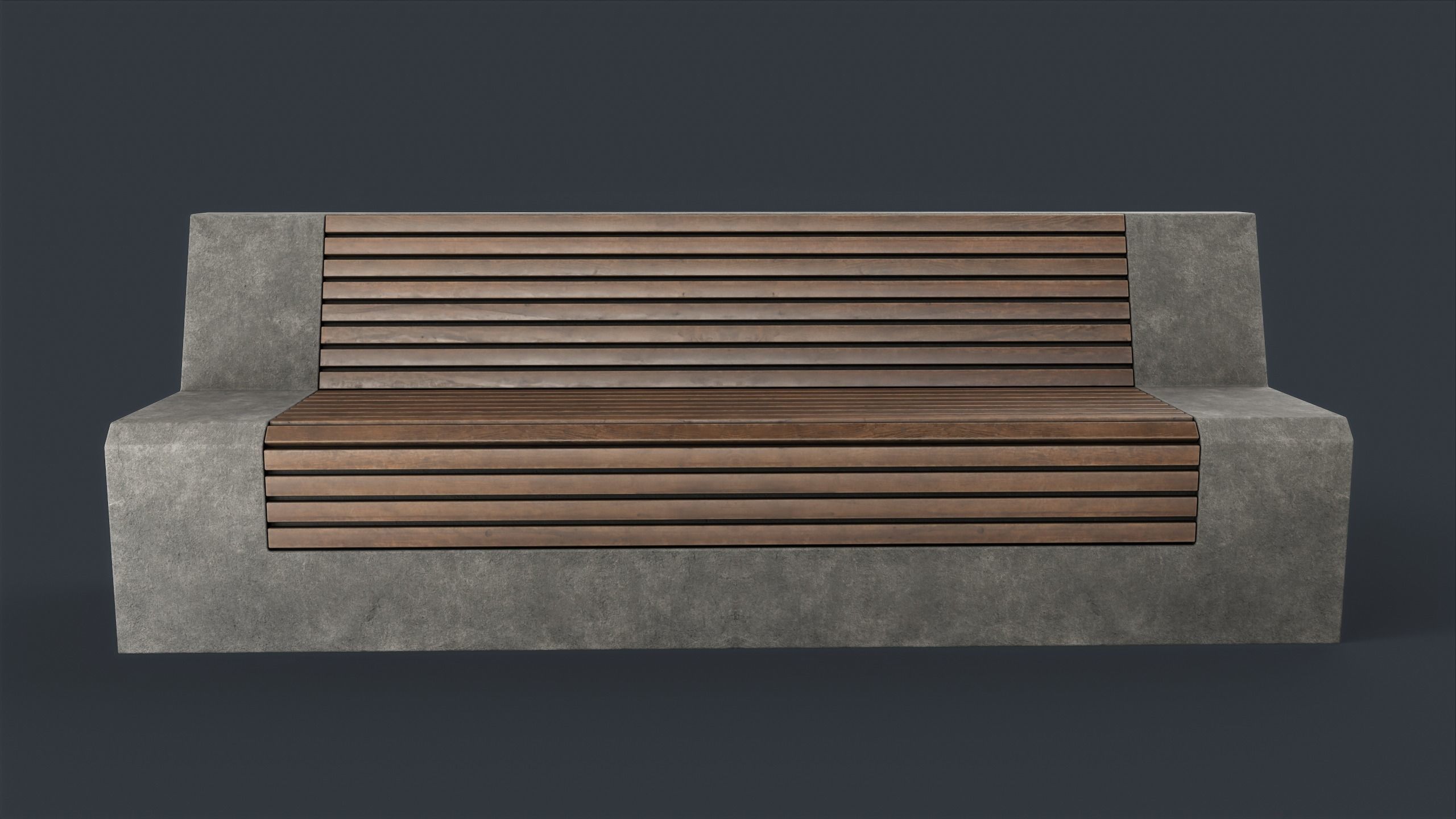 Modern Outdoor Bench 32 PBR Game Ready Low-poly 3D model_7