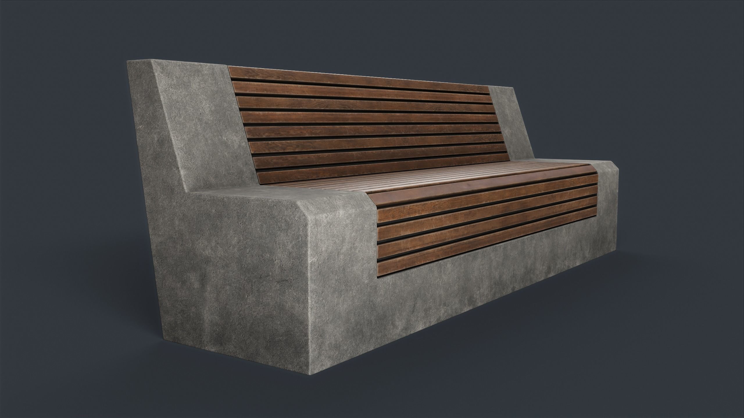 Modern Outdoor Bench 32 PBR Game Ready Low-poly 3D model_2