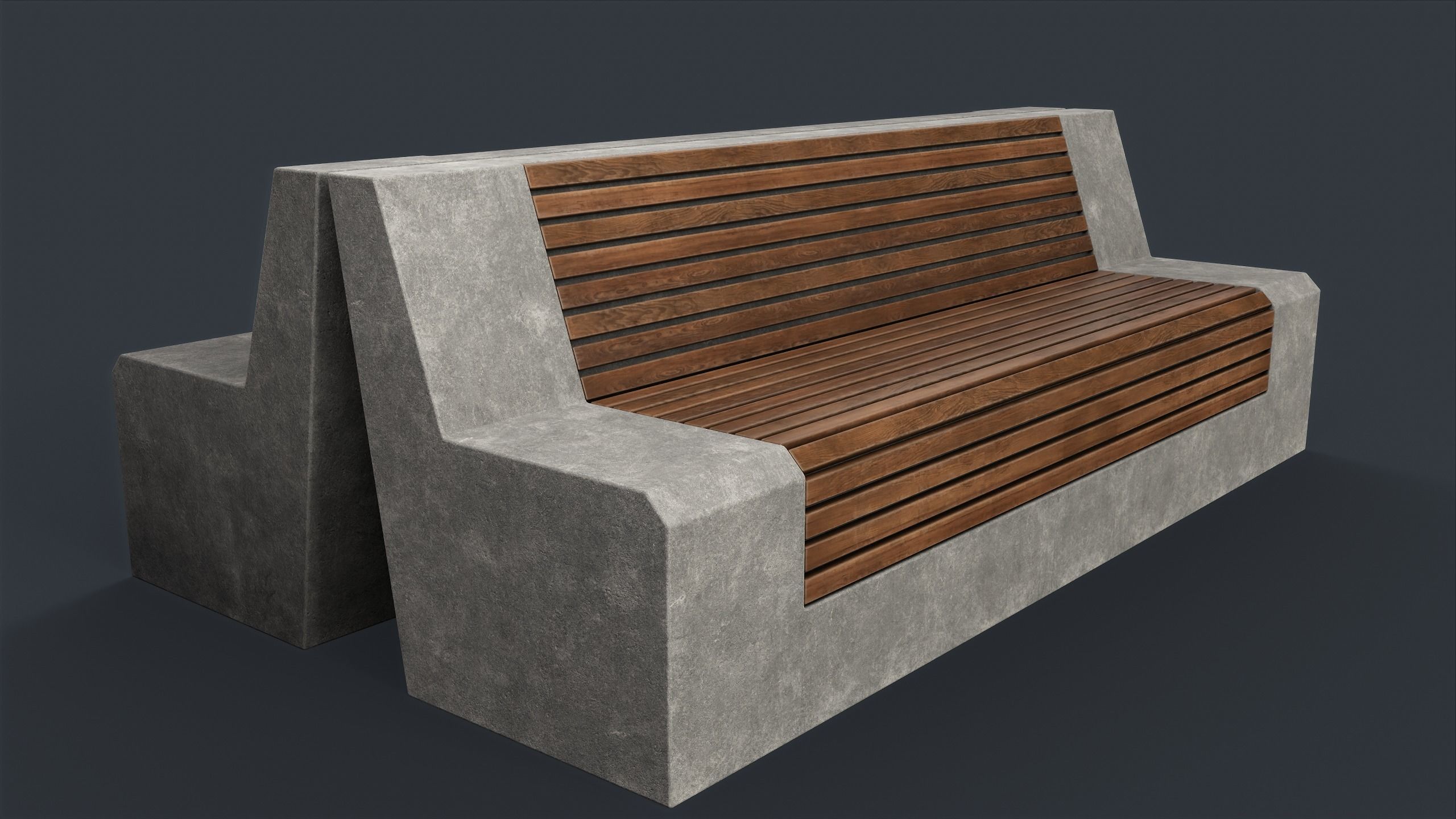 Modern Outdoor Bench 32 PBR Game Ready Low-poly 3D model_13