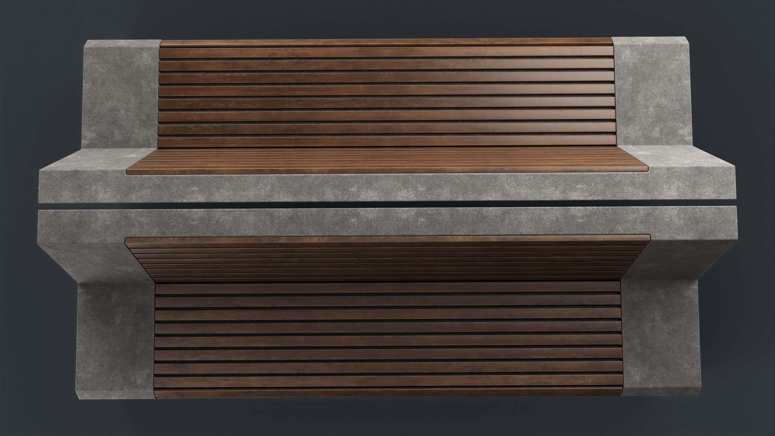 Modern Outdoor Bench 32 PBR Game Ready Low-poly 3D model_12