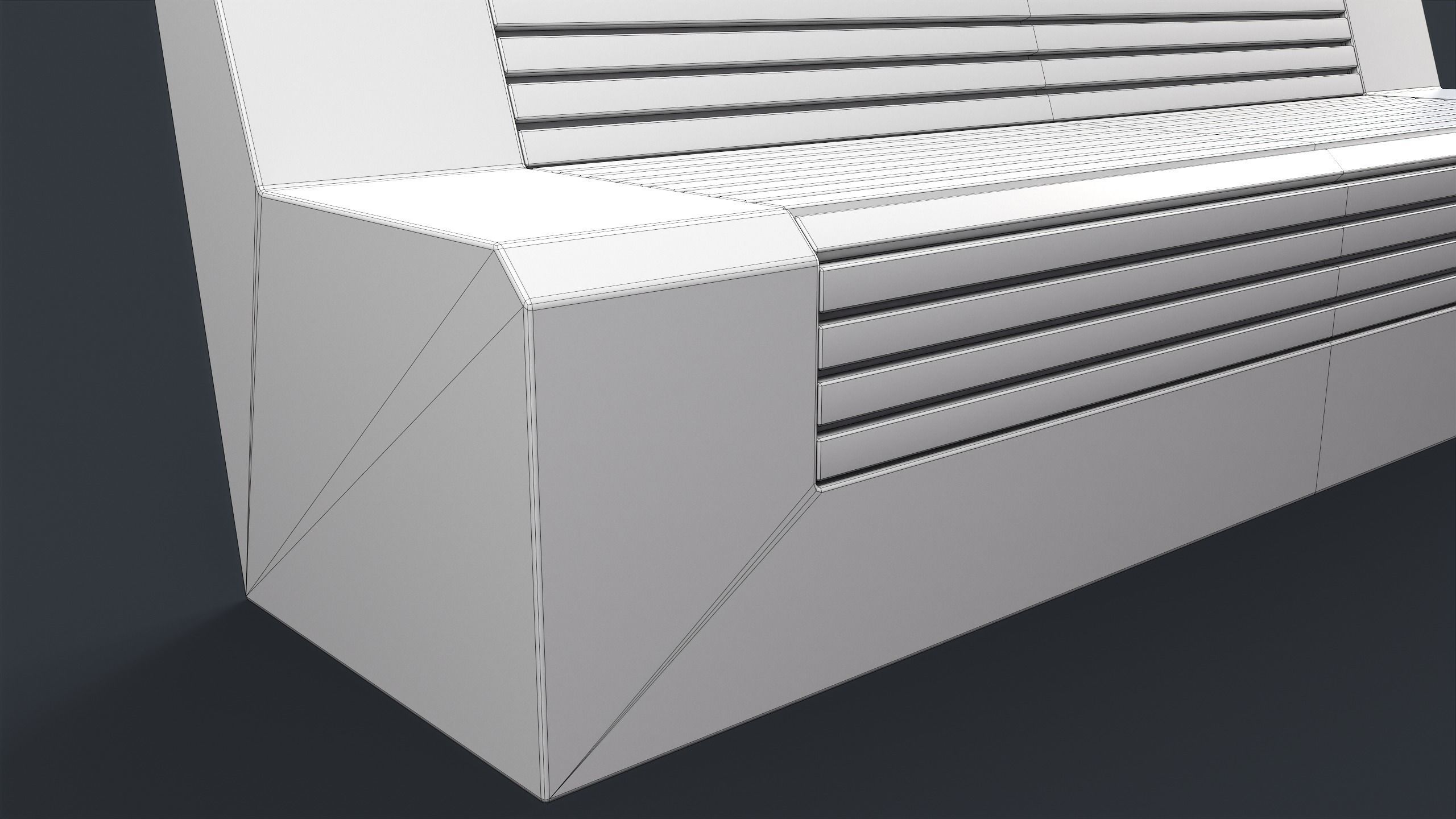 Modern Outdoor Bench 32 PBR Game Ready Low-poly 3D model_16