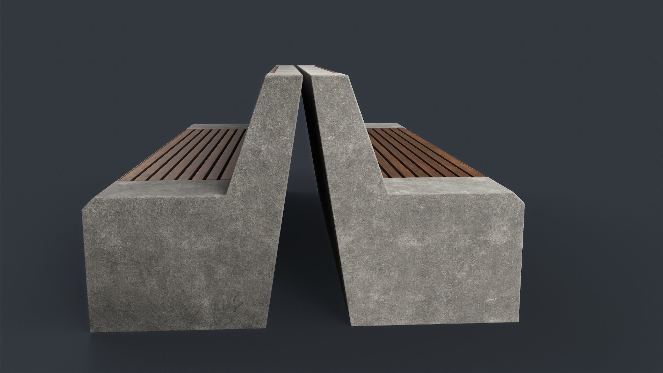 Modern Outdoor Bench 32 PBR Game Ready Low-poly 3D model_14