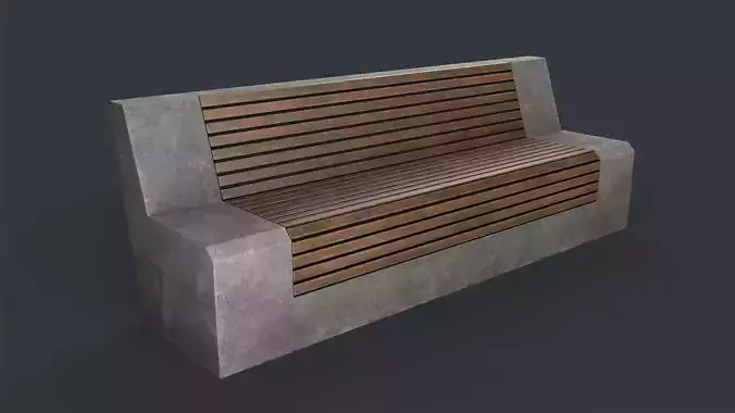 Modern Outdoor Bench 32 PBR Game Ready Low-poly 3D model