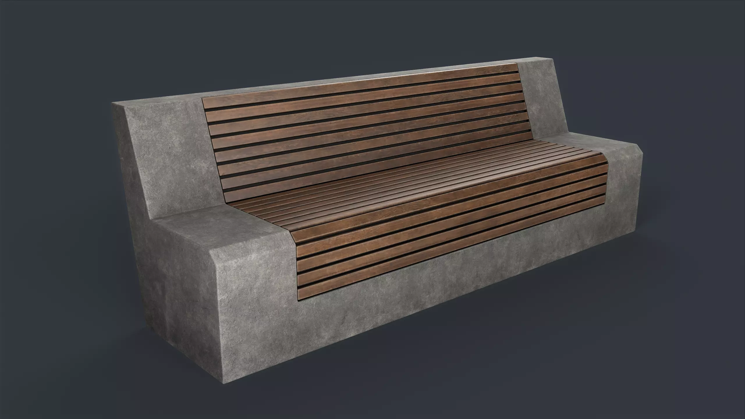 Modern Outdoor Bench 32 PBR Game Ready Low-poly 3D model_0
