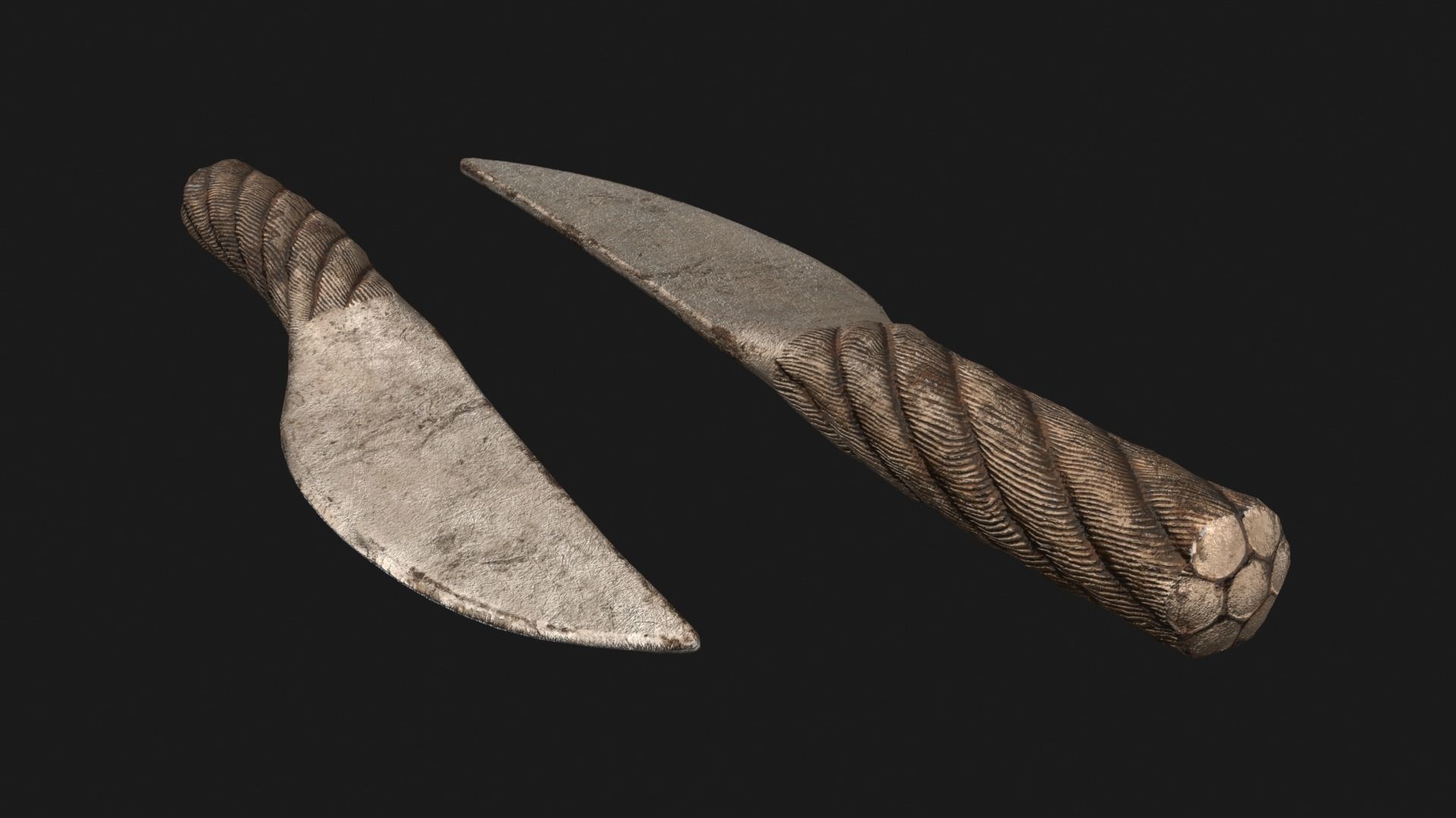 Knife Metal Rope Low-poly 3D model_5