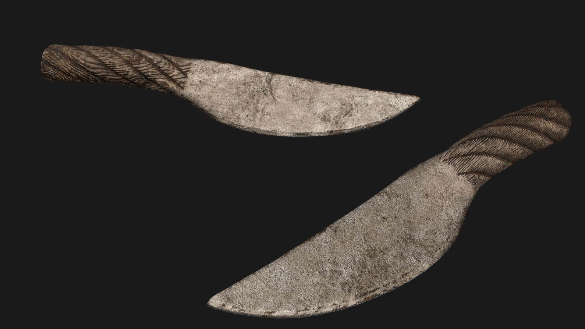 Knife Metal Rope Low-poly 3D model_4