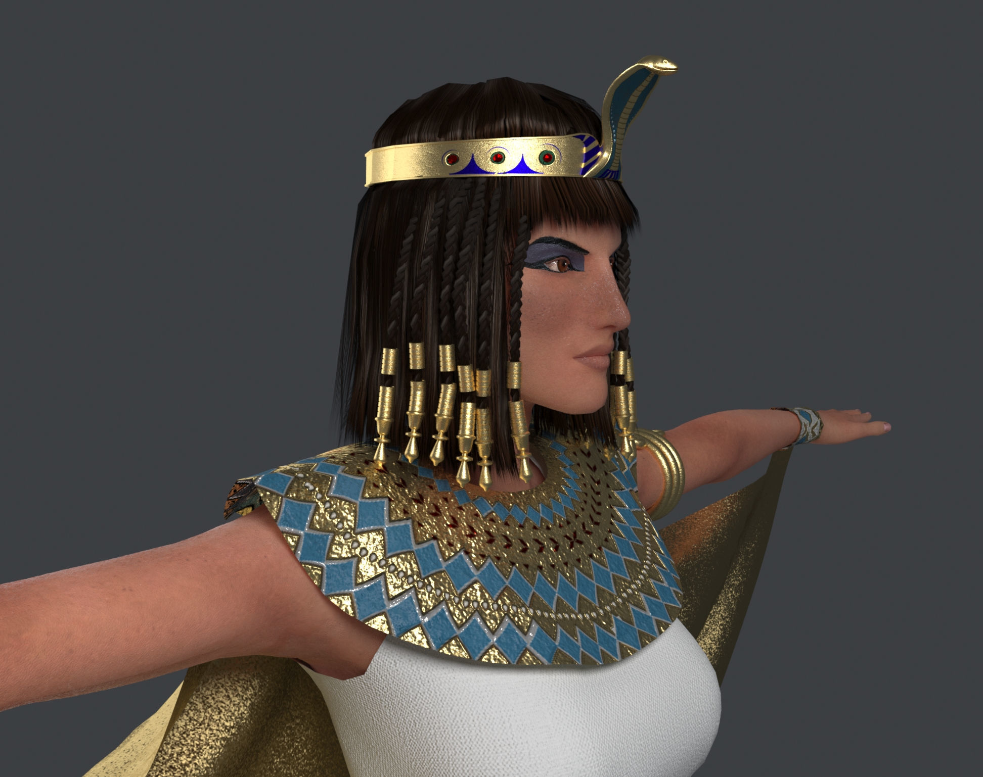 Cleopatra egyptian woman 3D model_7