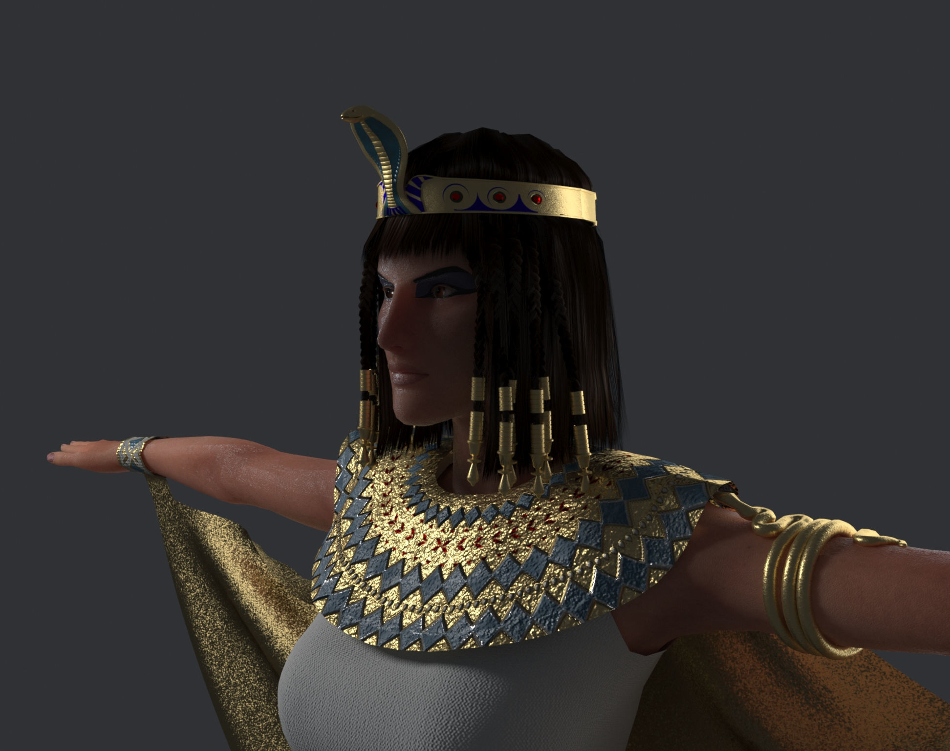 Cleopatra egyptian woman 3D model_5