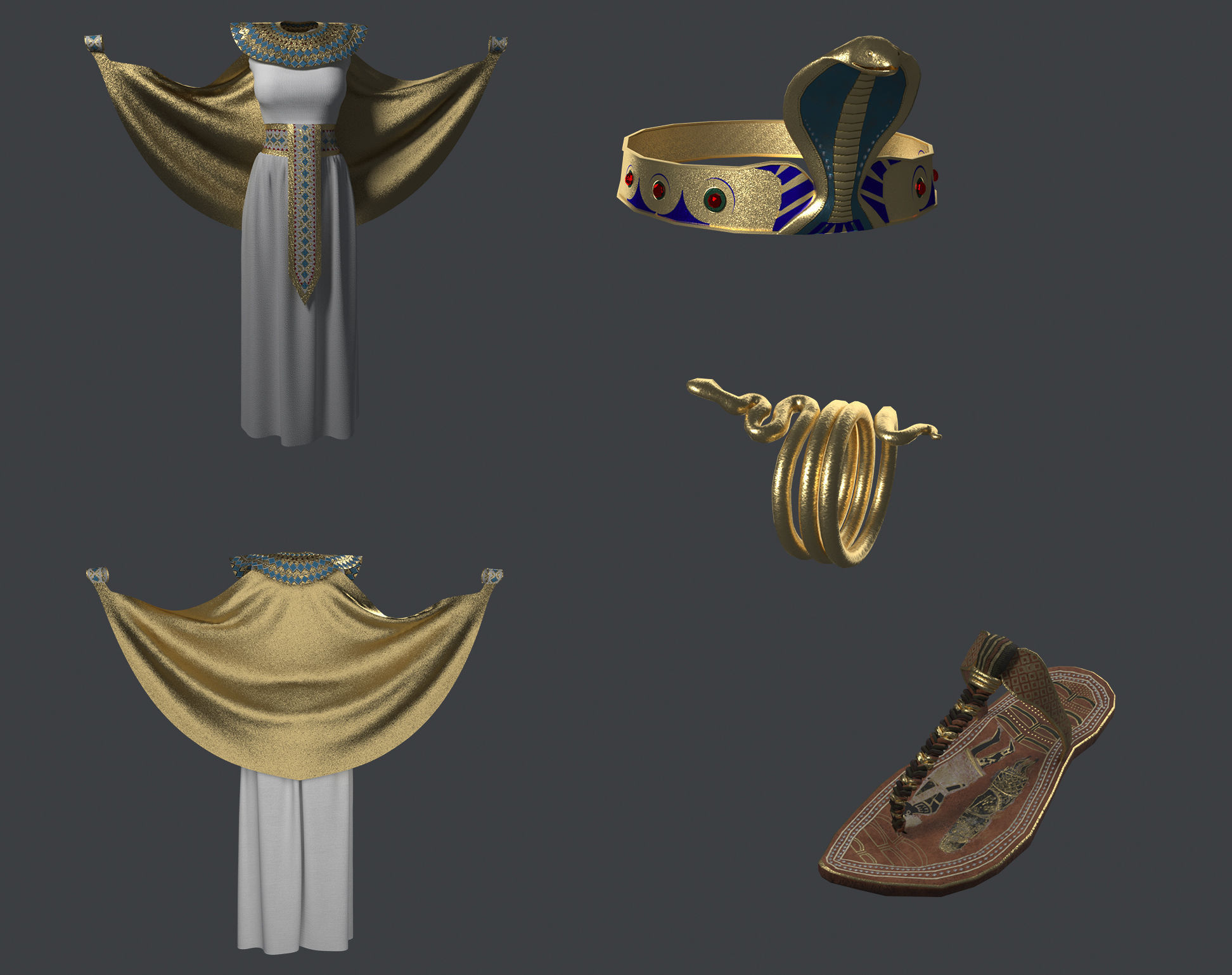 Cleopatra egyptian woman 3D model_9