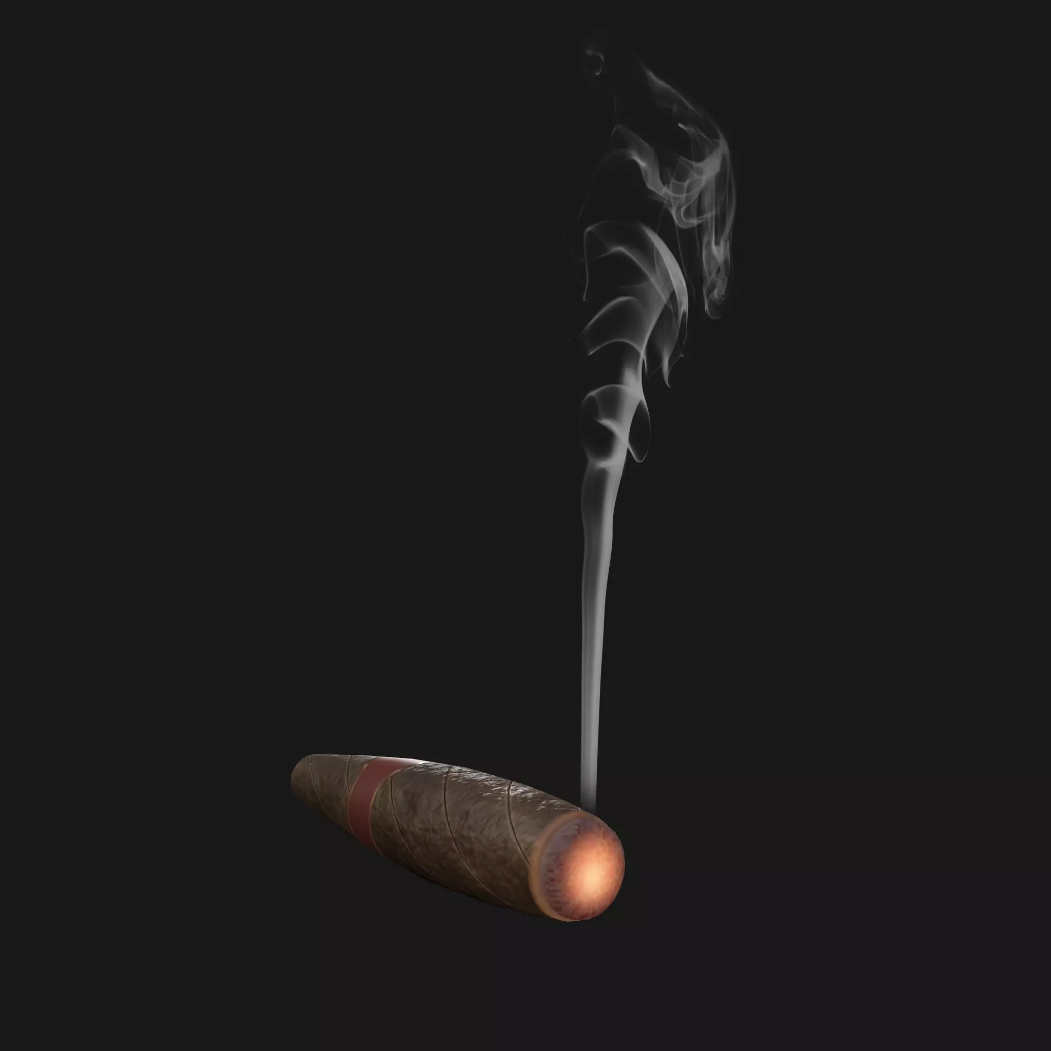 Cigar with smoke 3D model_0