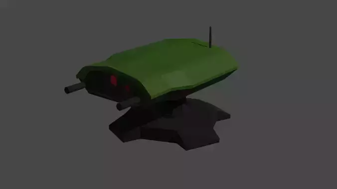 Low poly Turret robot Free low-poly 3D model