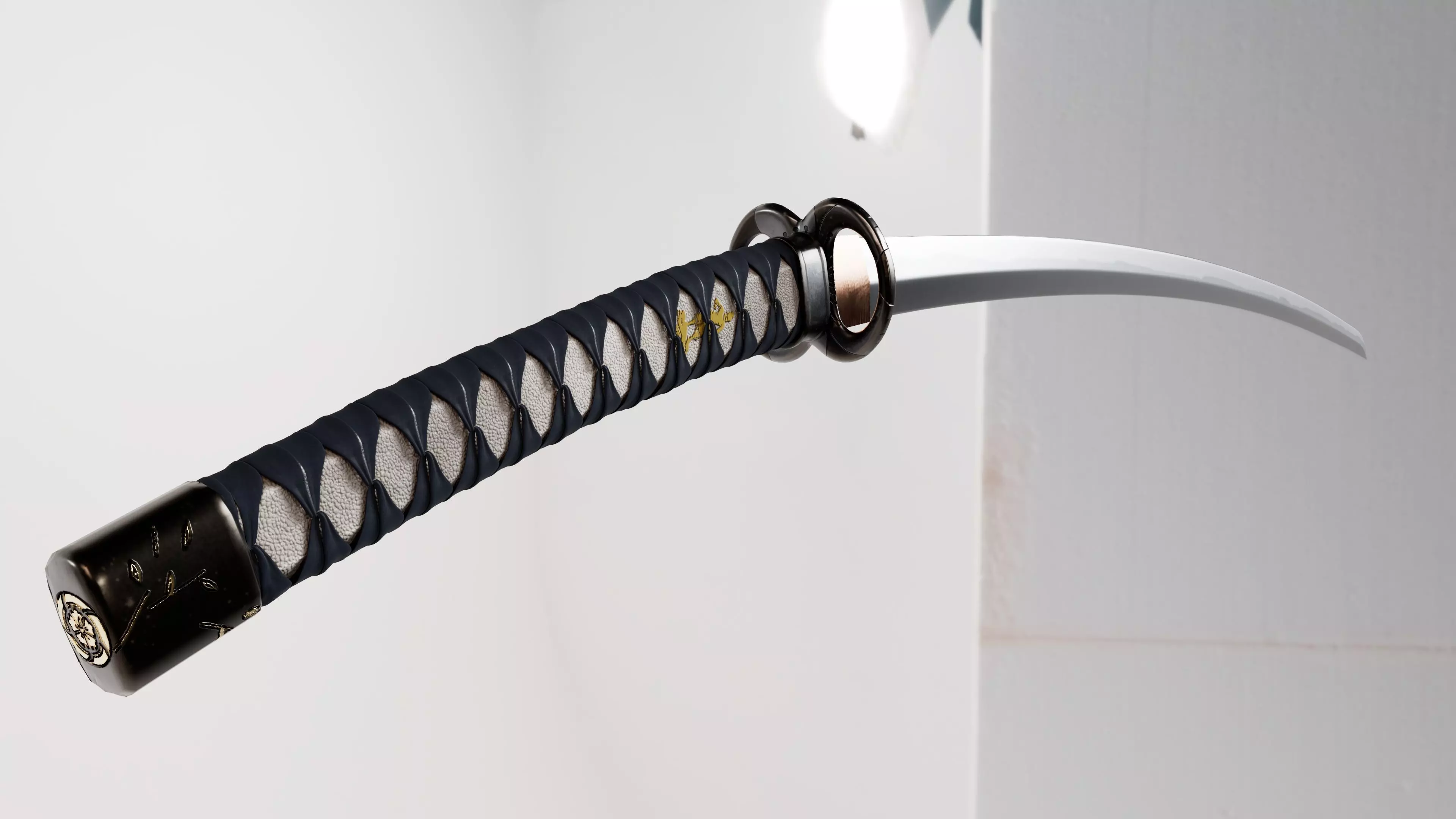 Katana model samurai sword hanging on wall Free low-poly 3D model